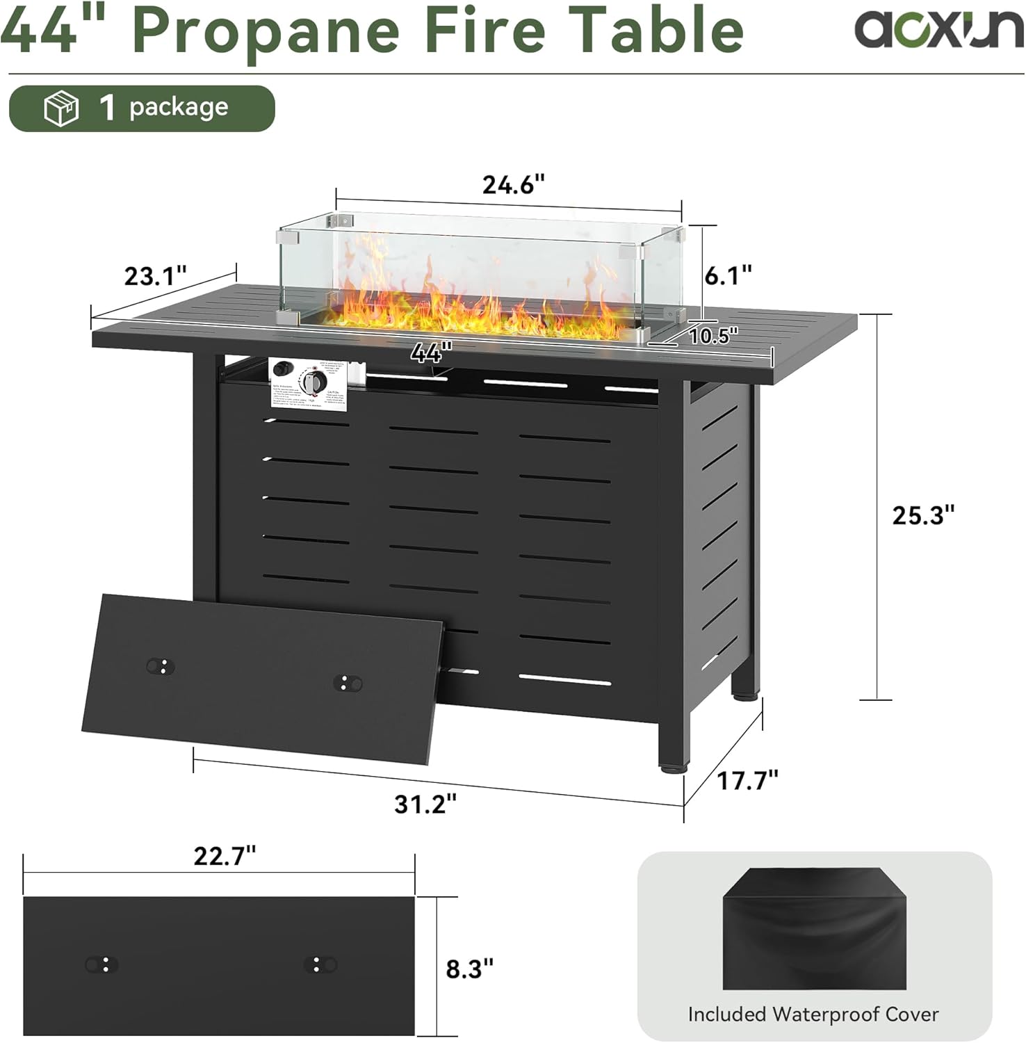 Steel Propane Fire Pit Table, 50,000 BTU