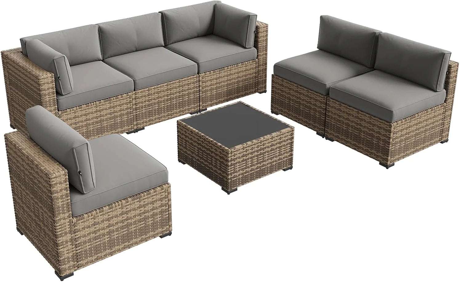 7 pcs Patio Wicker Sofa Sets