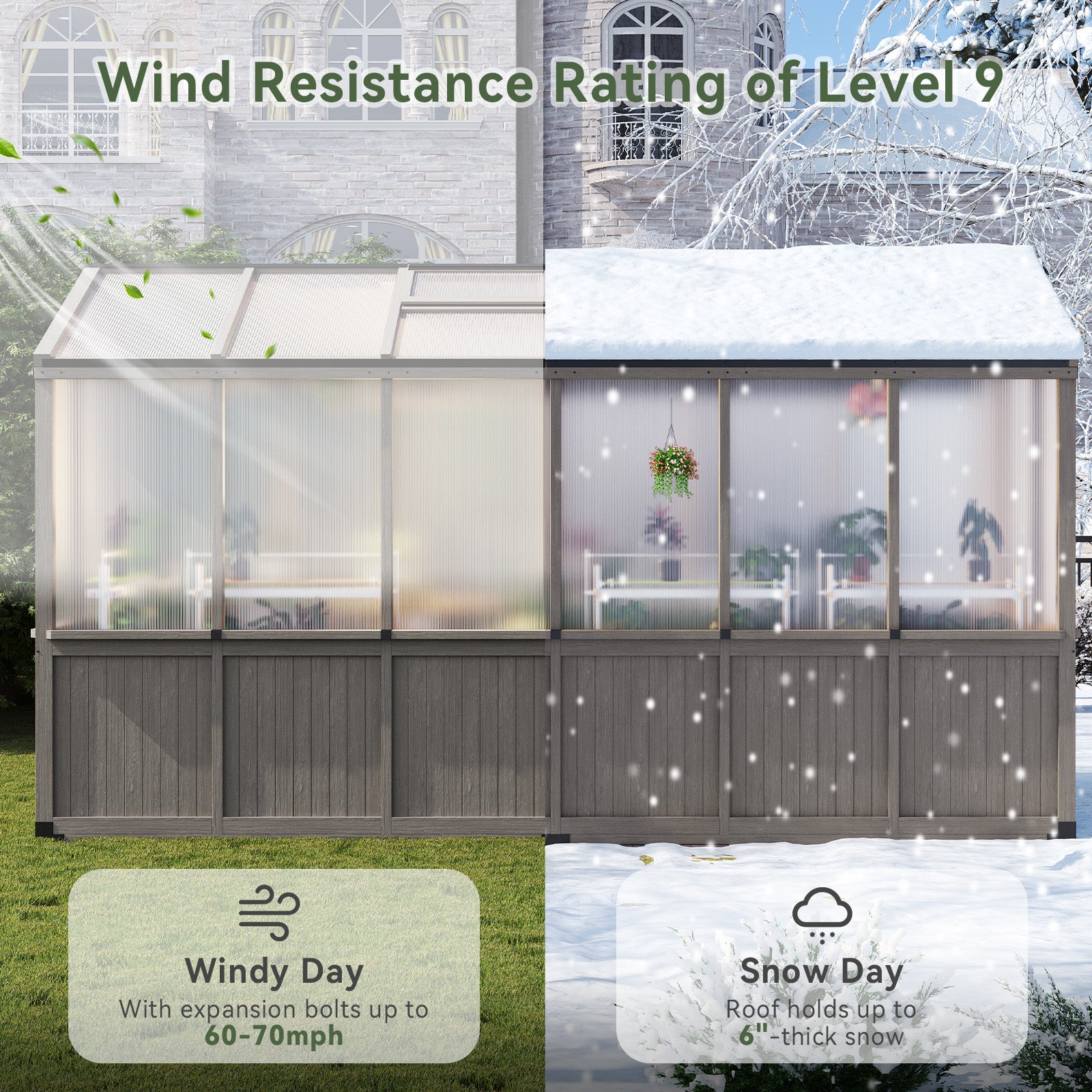 Aoxun 6x12 FT Wood Green House