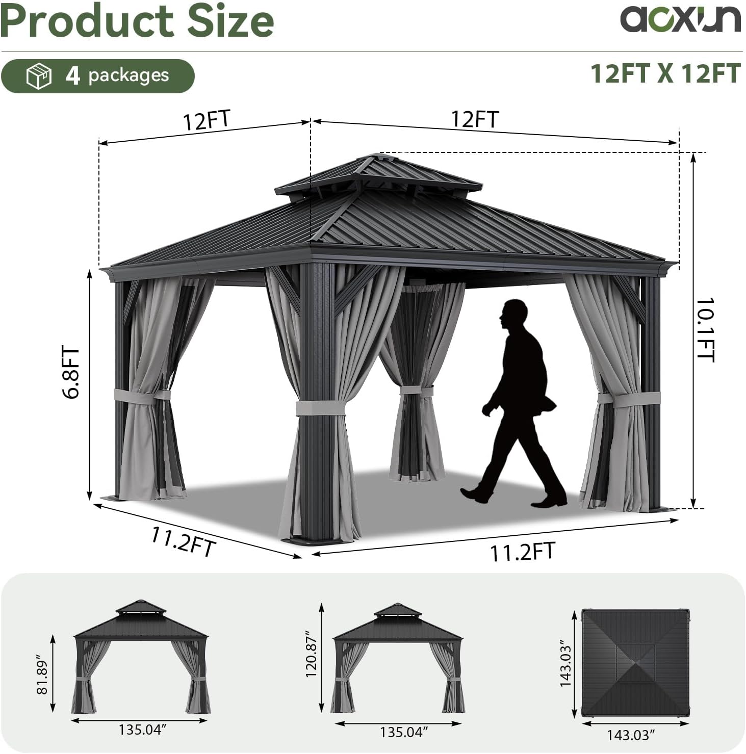 Hardtop Aluminum Gazebo with Rain Gutter