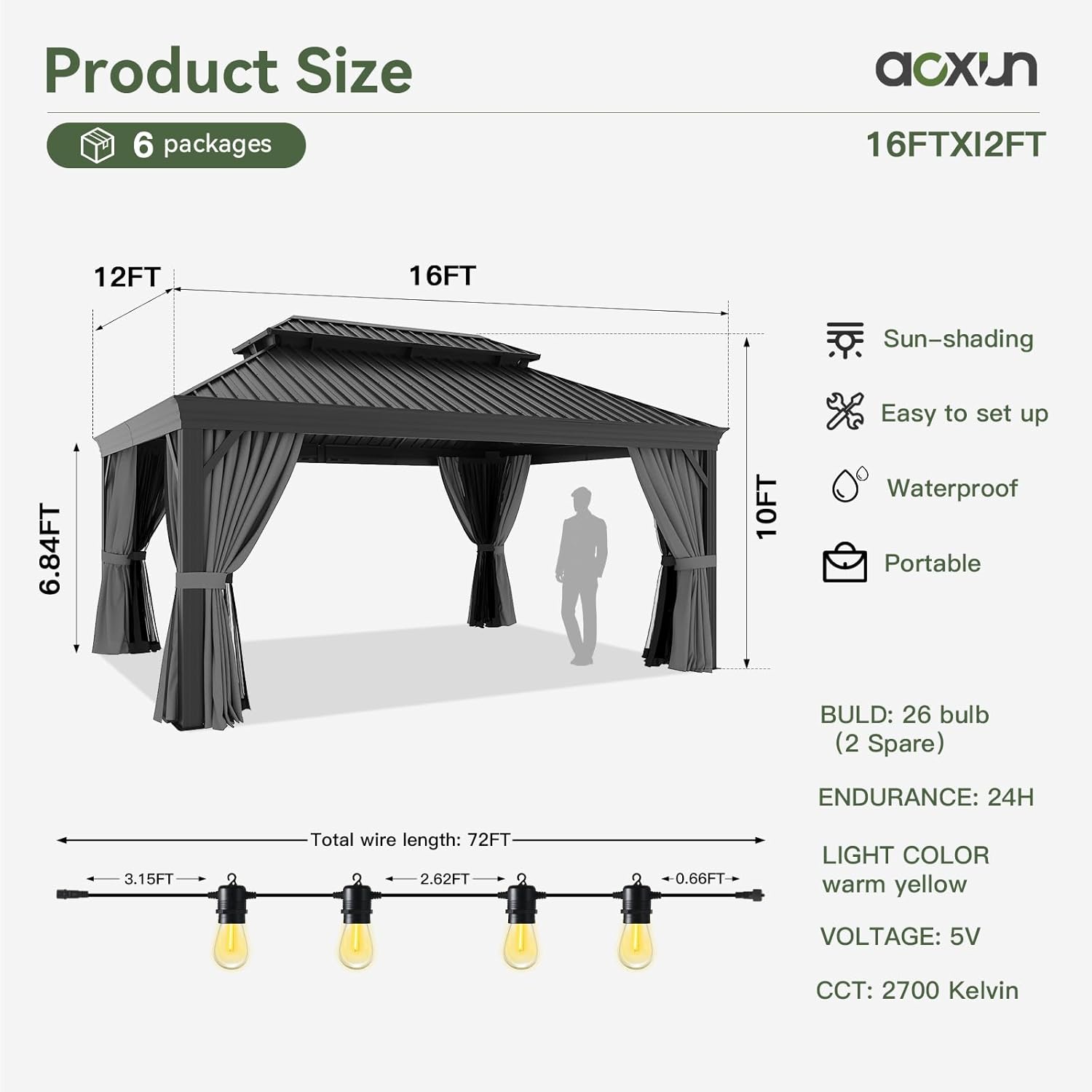 Hardtop Aluminum Gazebo with Rain Gutter