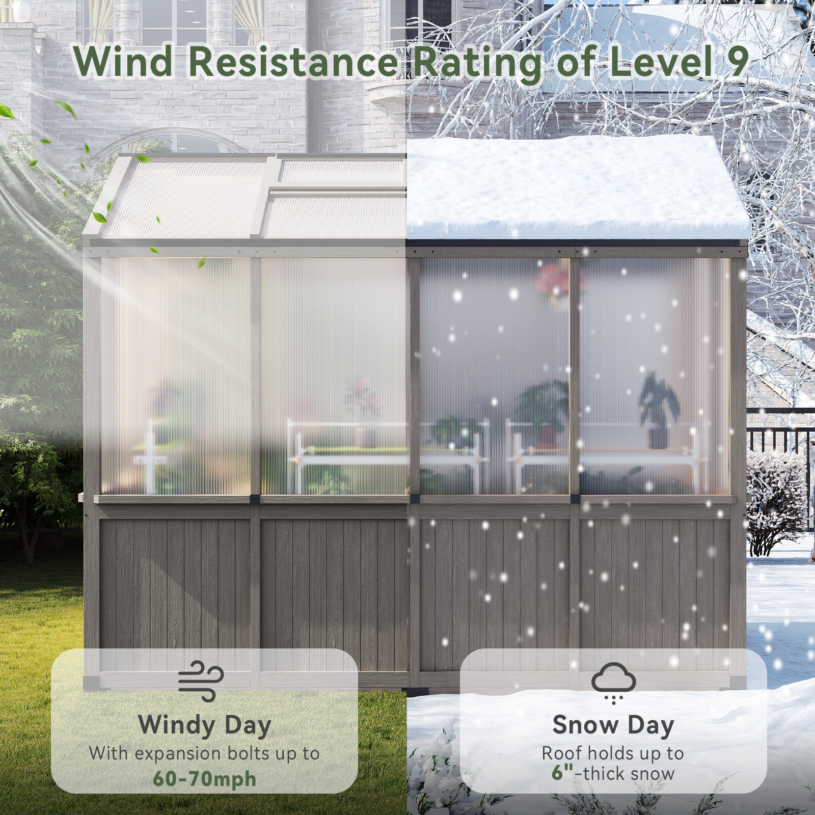 Aoxun 6x8 FT Wood Green House