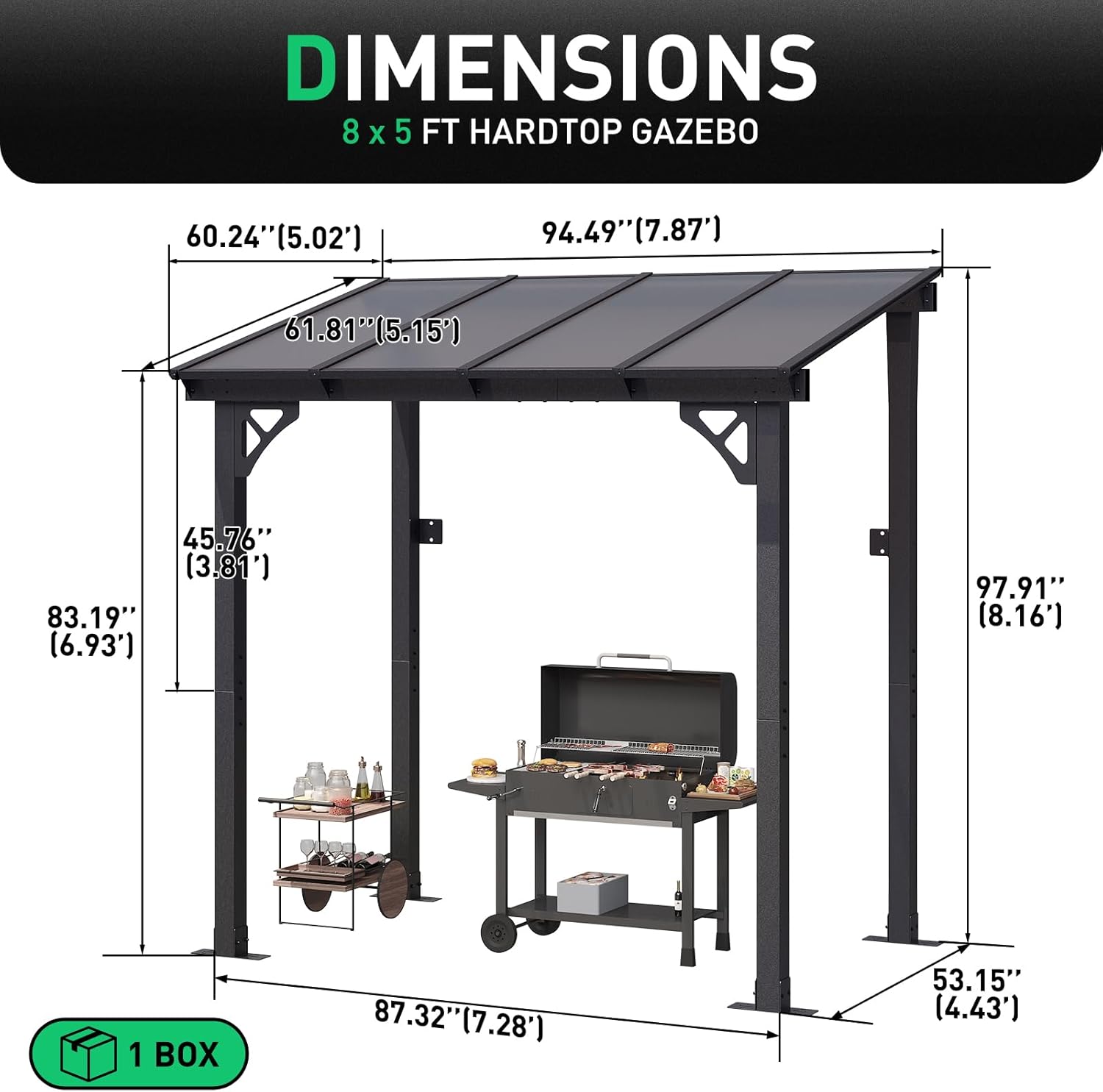 Polycarbonate Wall Mounted Lean To Gazebo
