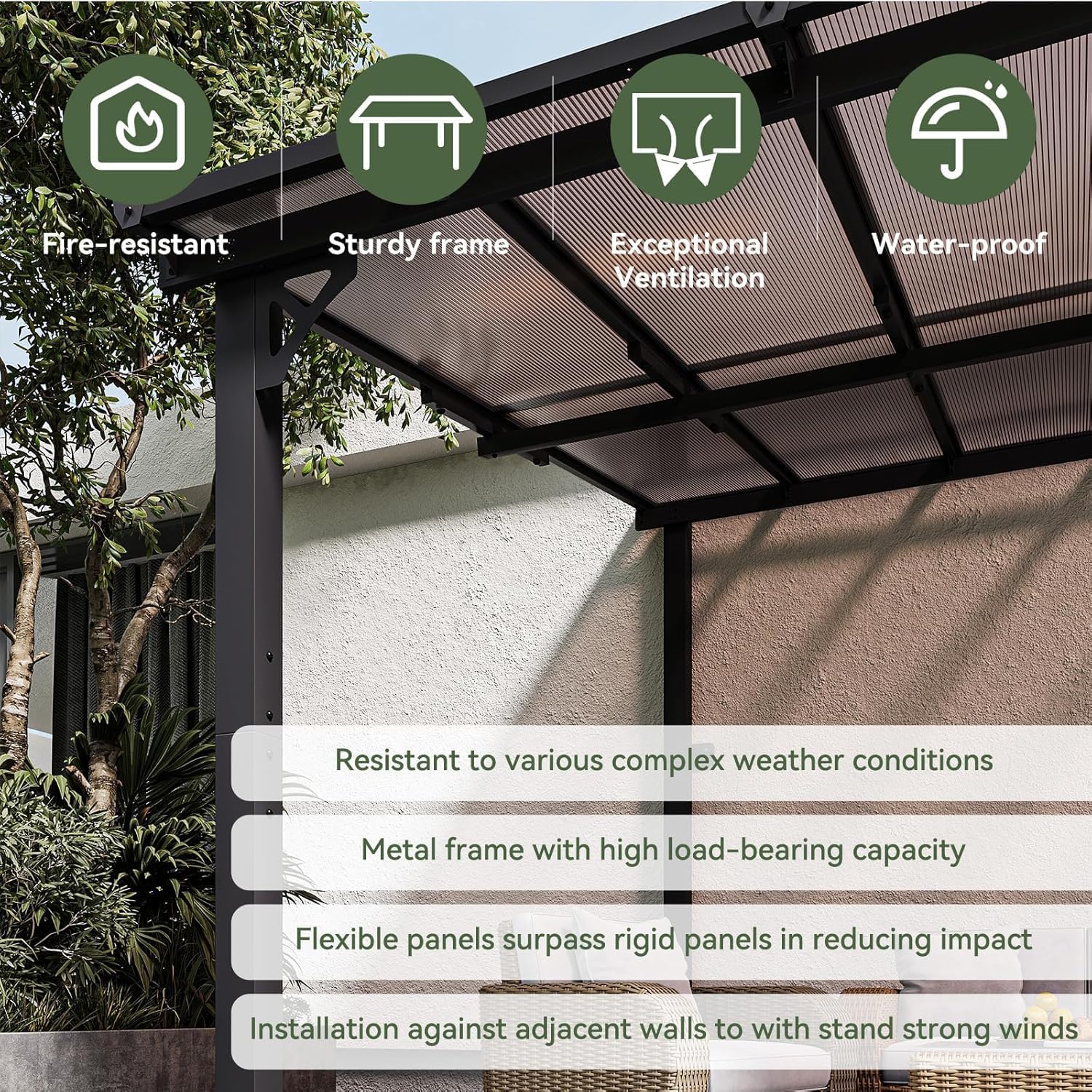 Polycarbonate Wall Mounted Lean To Gazebo