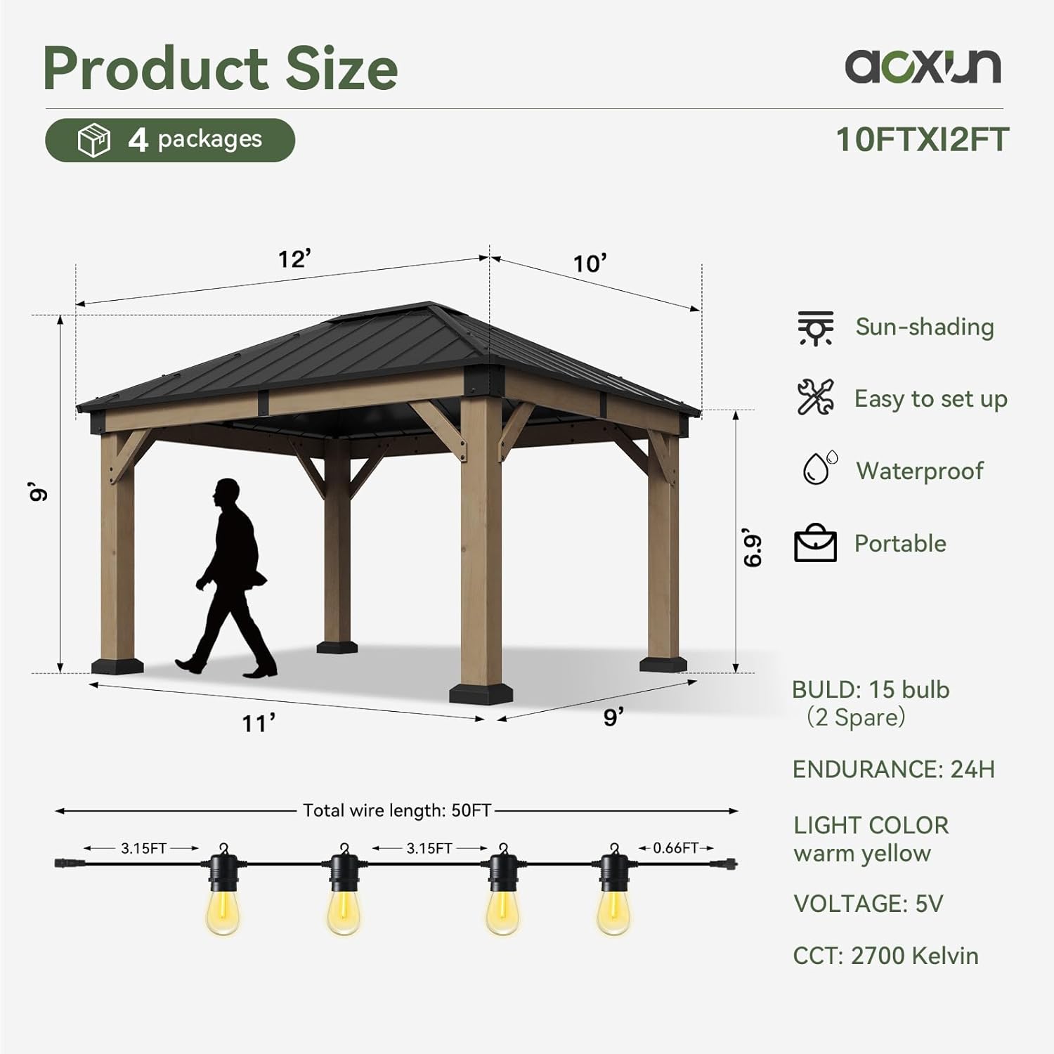 Hardtop Cedar Wood Gazebo