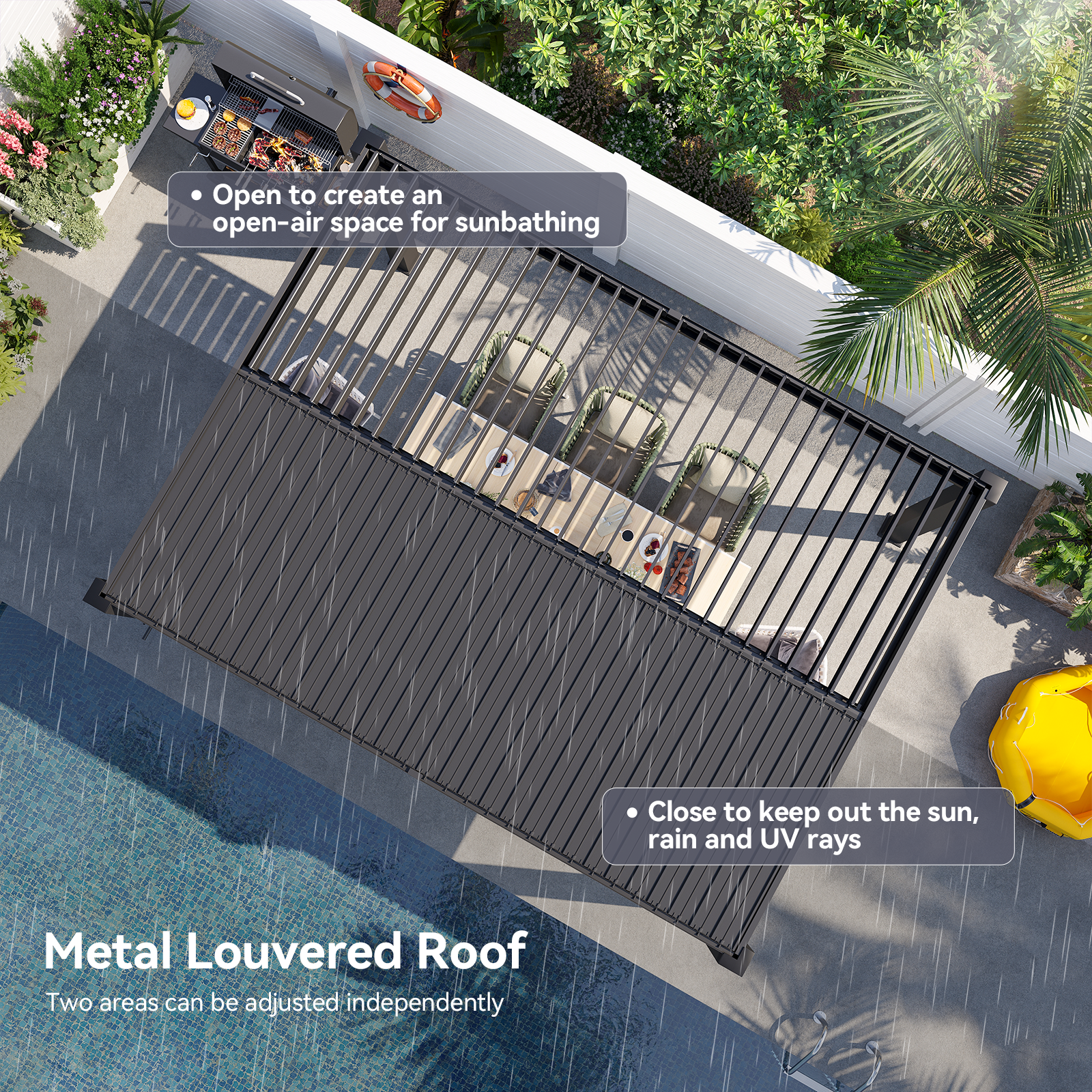 Aoxun 10' x 13' Louvered Pergola