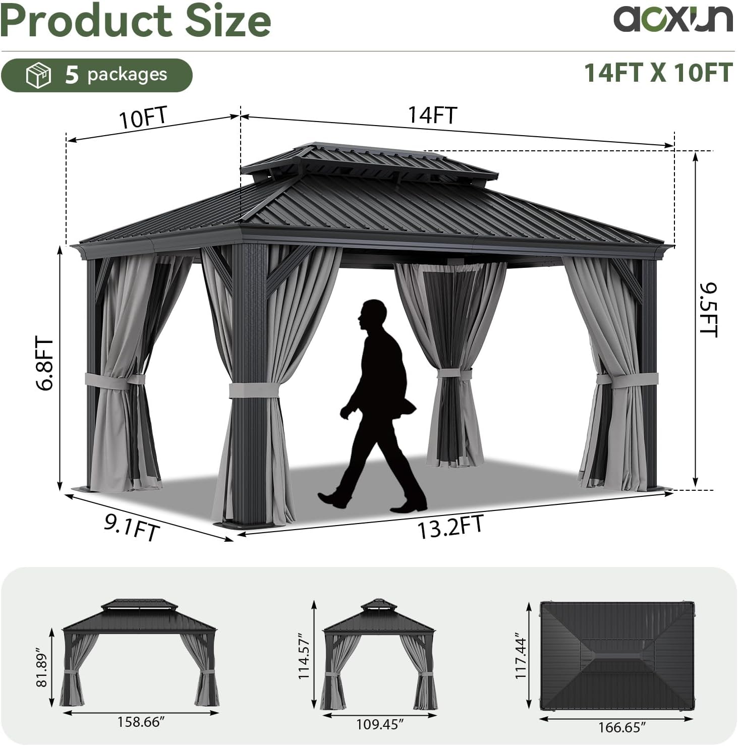 Hardtop Aluminum Gazebo with Rain Gutter