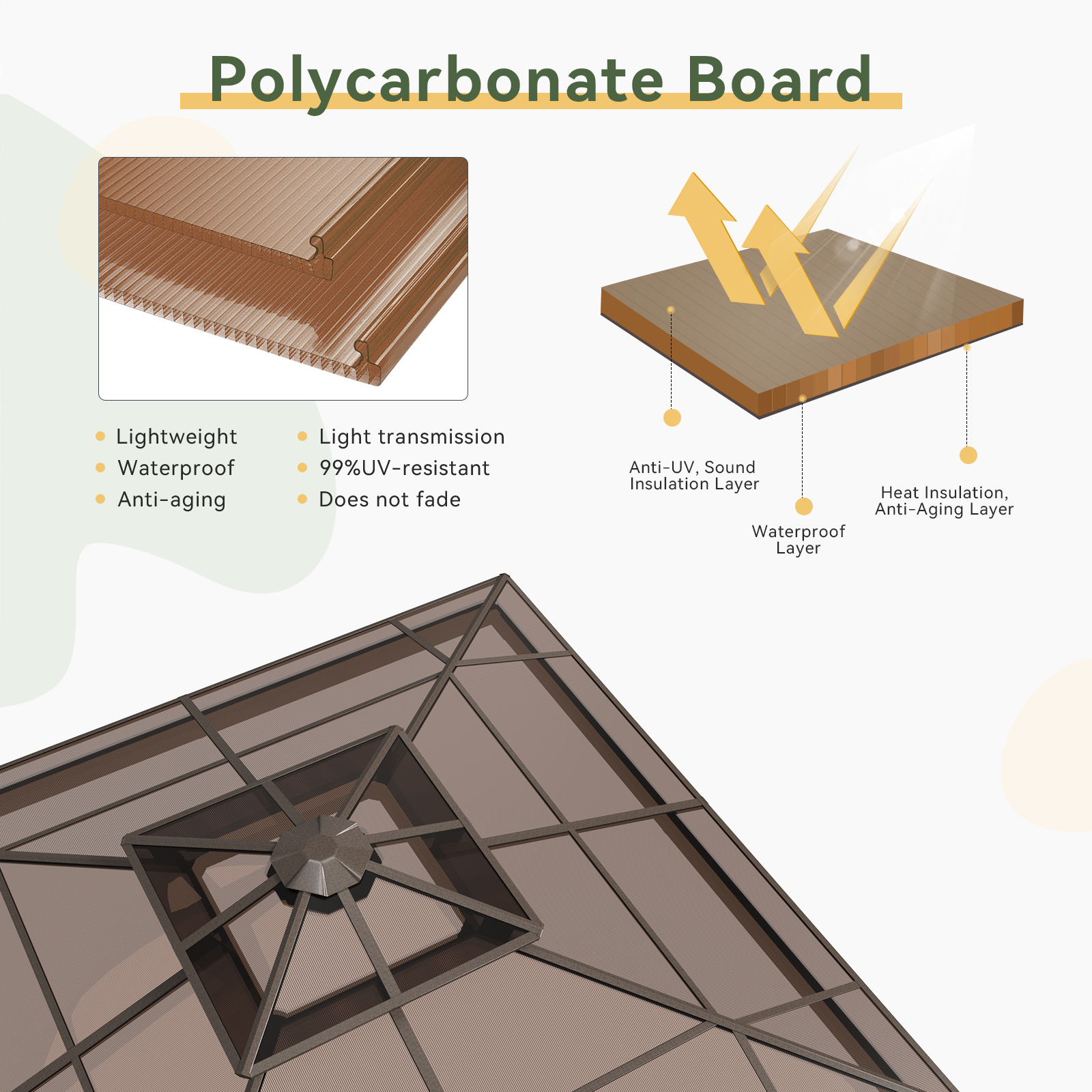 12'x12' Hardtop Gazebo, Aluminum Frame Permanent Pavilion with Curtains and Netting, Outdoor Polycarbonate Double Roof Canopy, Designed for Garden, Lawns, Patio, Gray