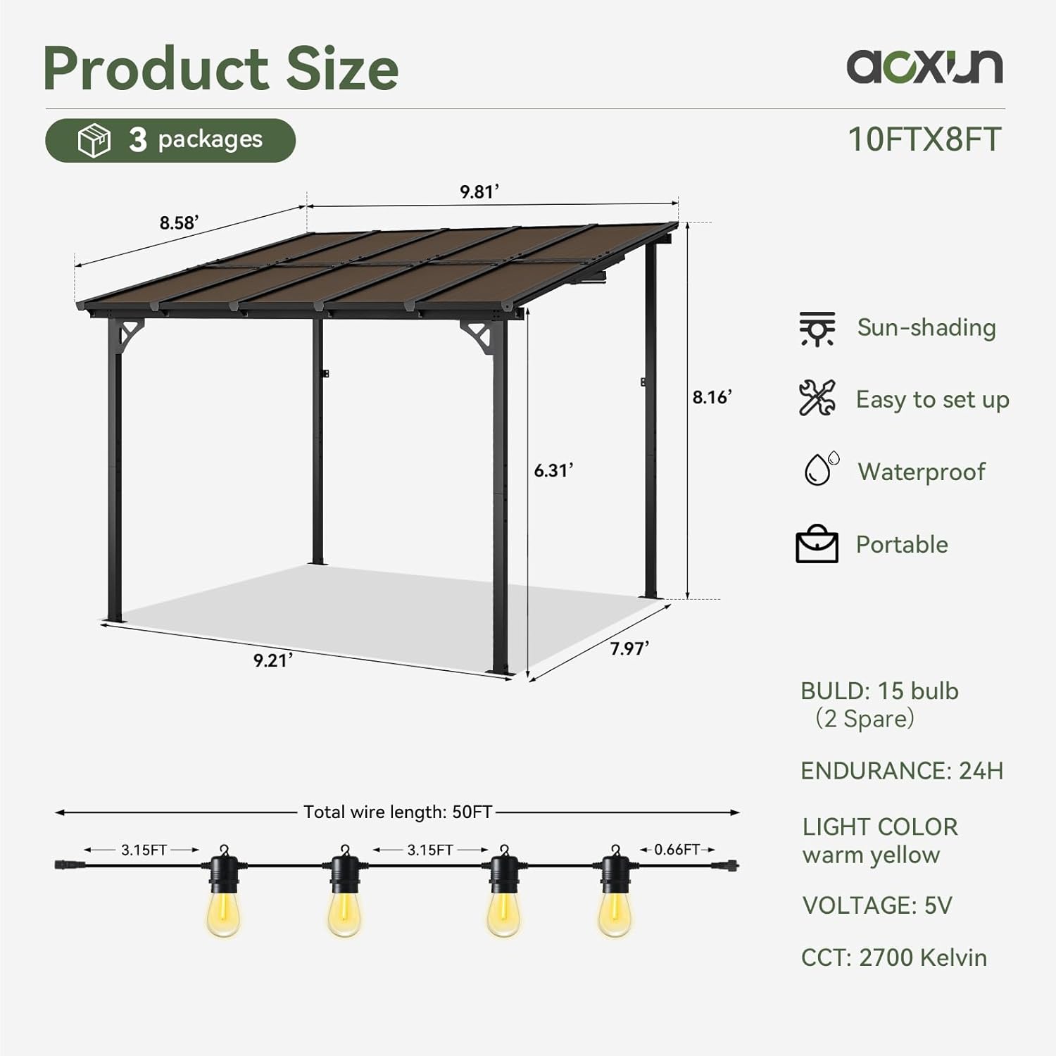 Polycarbonate Wall Mounted Lean To Gazebo