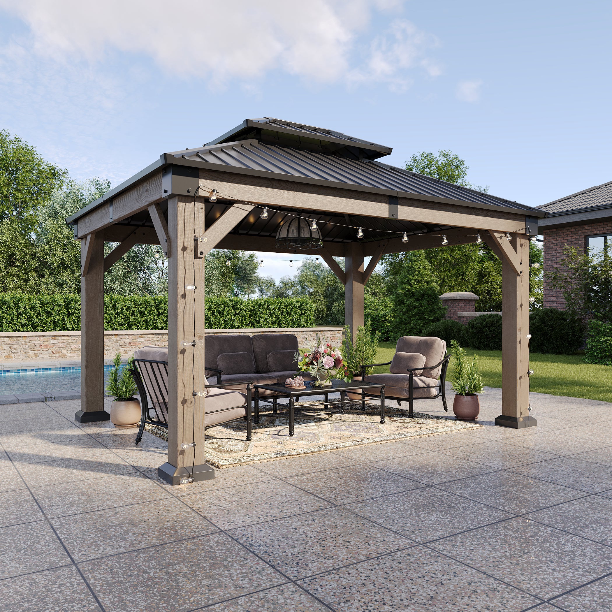 Hardtop Cedar Wood Gazebo