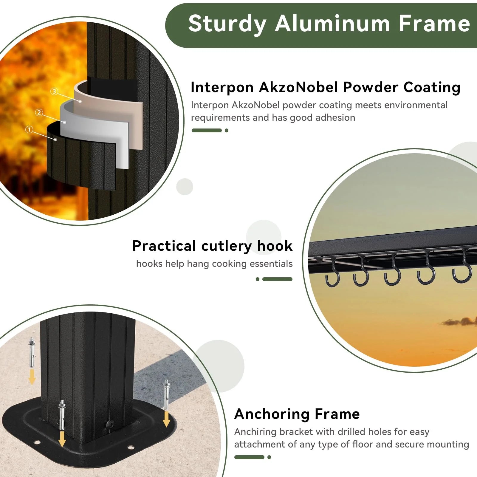 Grill Hardtop Gazebo 5 x 8 FT, Outdoor Metal Hard Top Gazebo, Permanent BBQ Gazebo with Galvanized Steel Roof, Aluminum Pavilion with Shelves for Lawn, Garden, Patio, Backyard