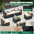Clouddwell 7-Piece Patio Furniture Set on Sale, Black Rattan Wicker Outdoor Sectional Sofa Couch with Table Patio Conversation Set for Lawn& Backyard,Beige