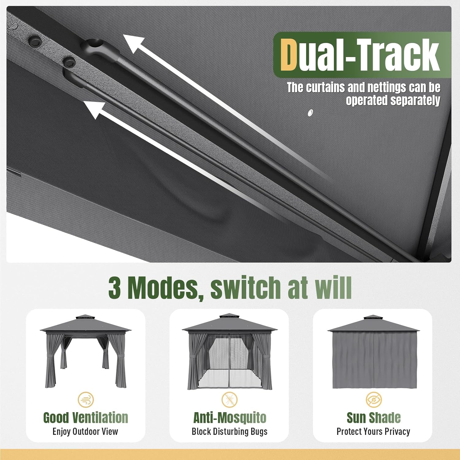 Soft Top Metal Frame Gazebo with Double Roofs