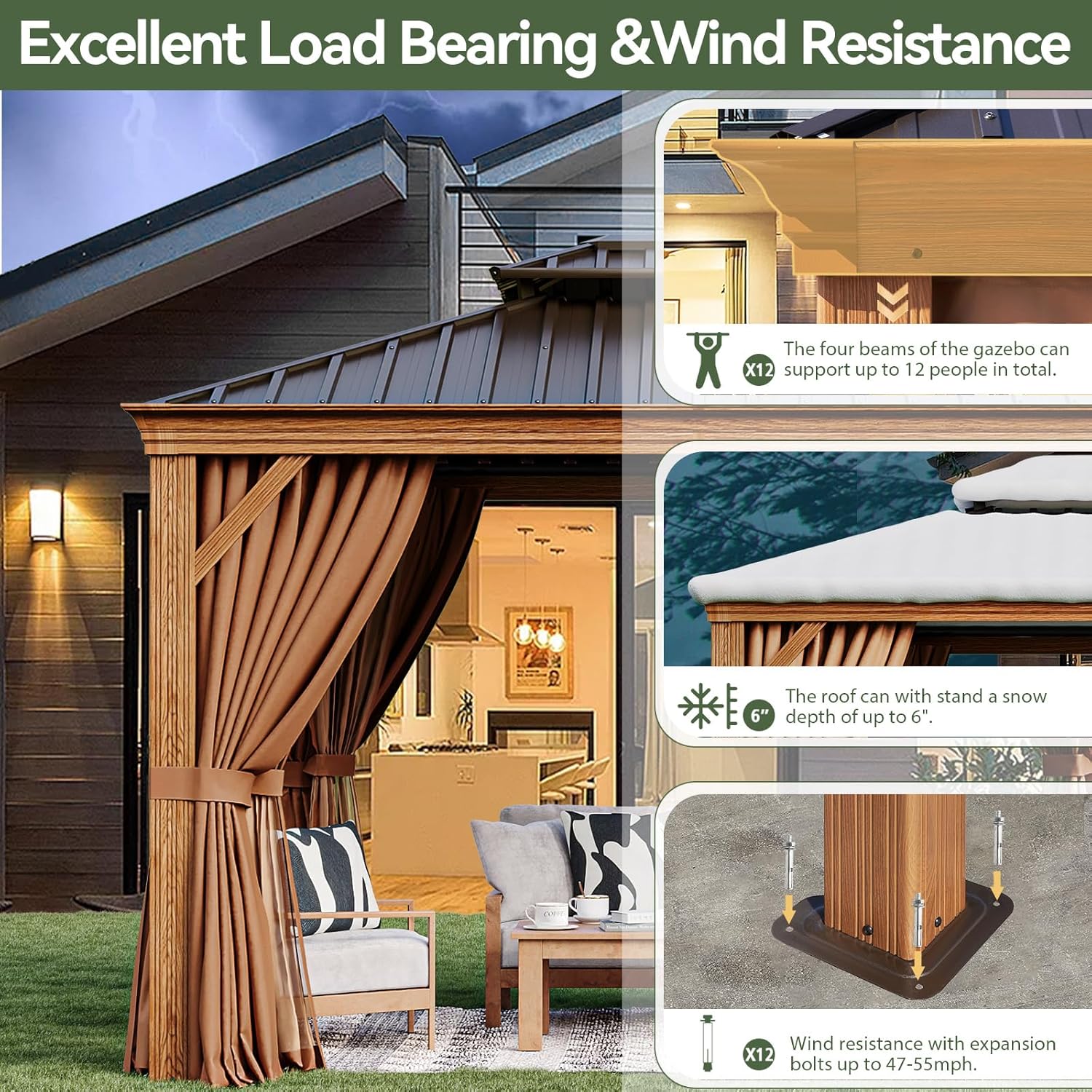 Hardtop Aluminum Gazebo with Rain Gutter