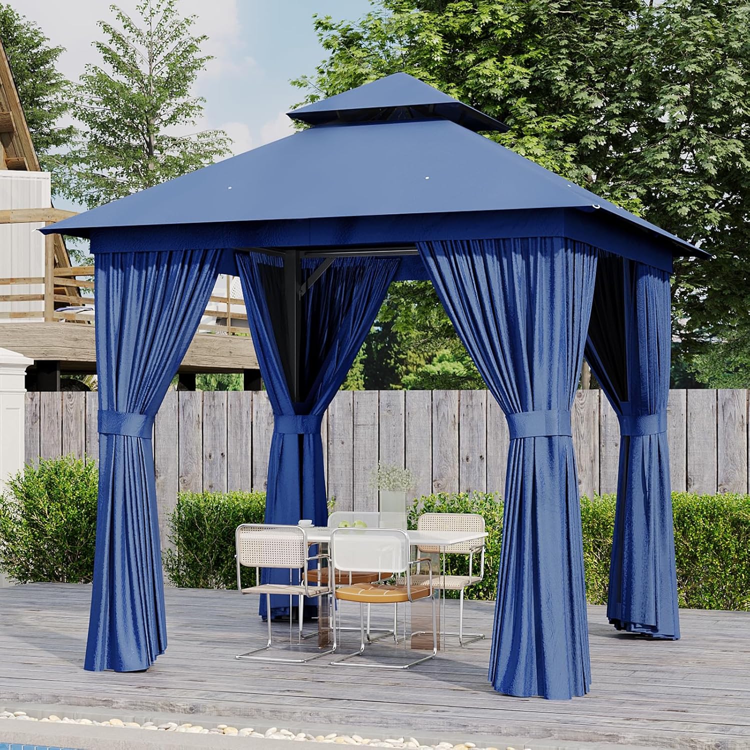 Soft Top Metal Frame Gazebo with Double Roofs
