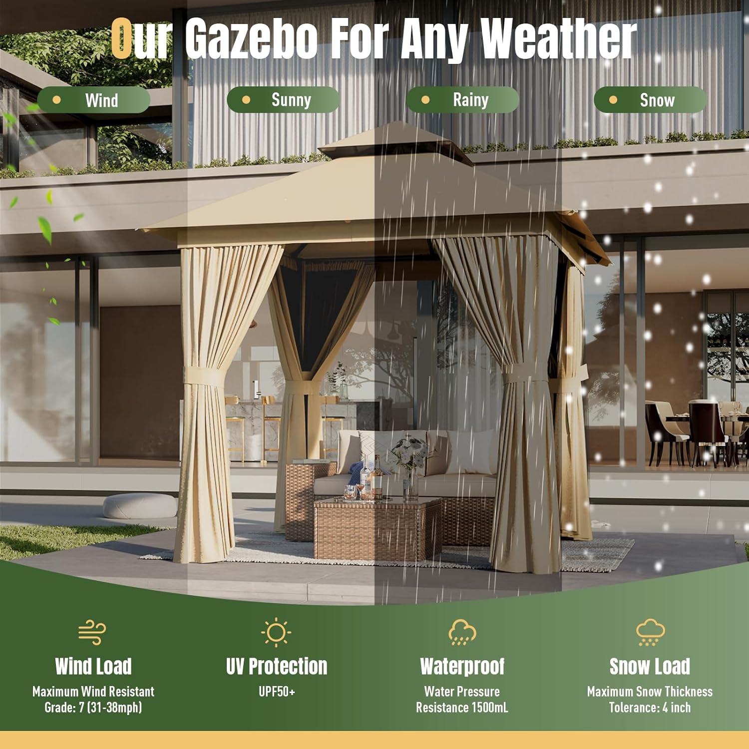 Soft Top Metal Frame Gazebo with Double Roofs