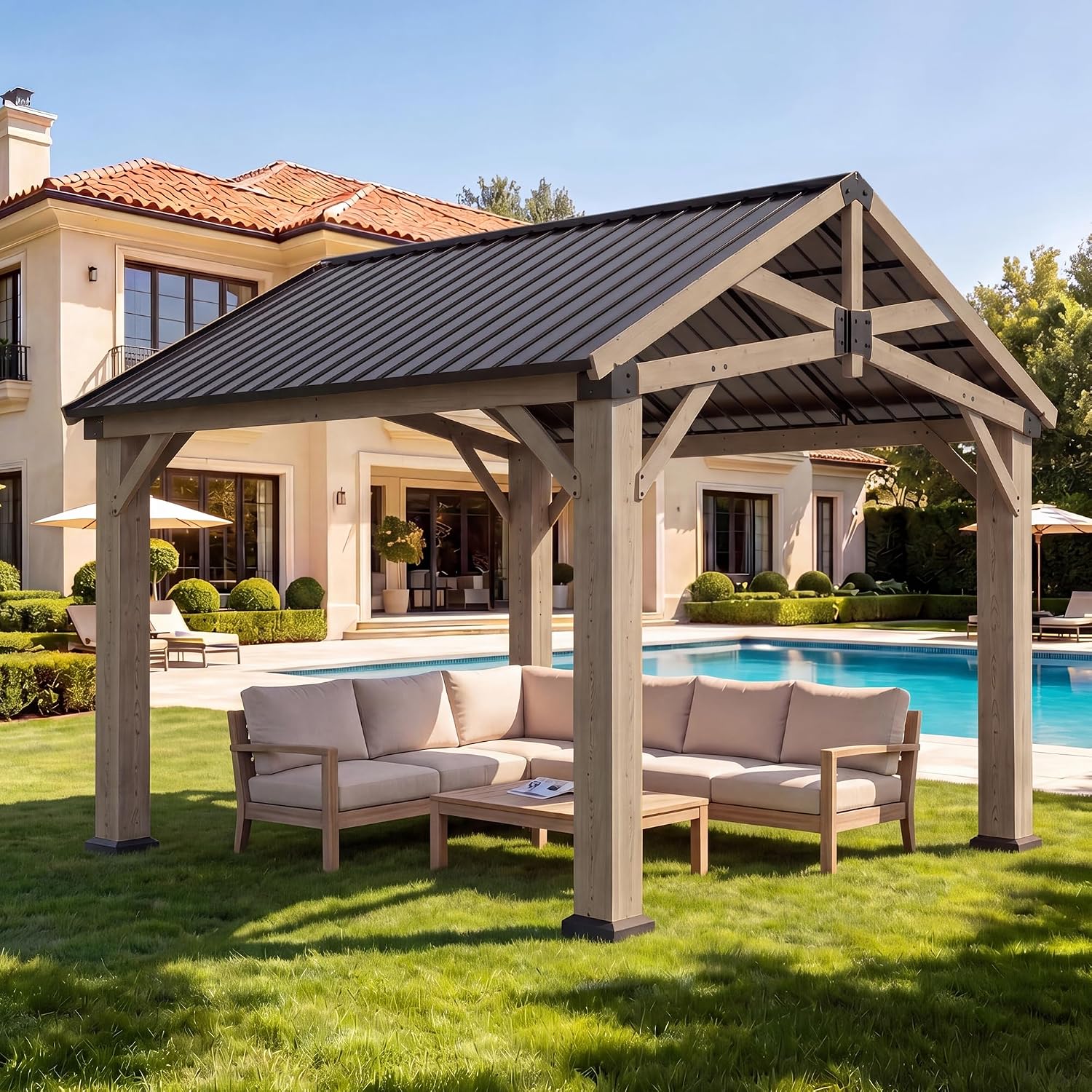 10' x 10' Wood Hardtop Gazebo