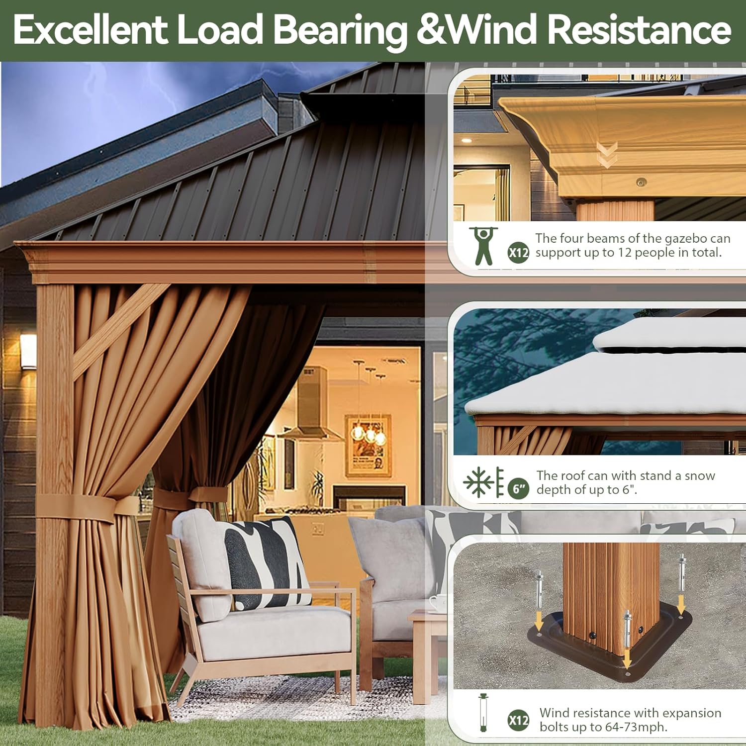 Hardtop Aluminum Gazebo with Rain Gutter