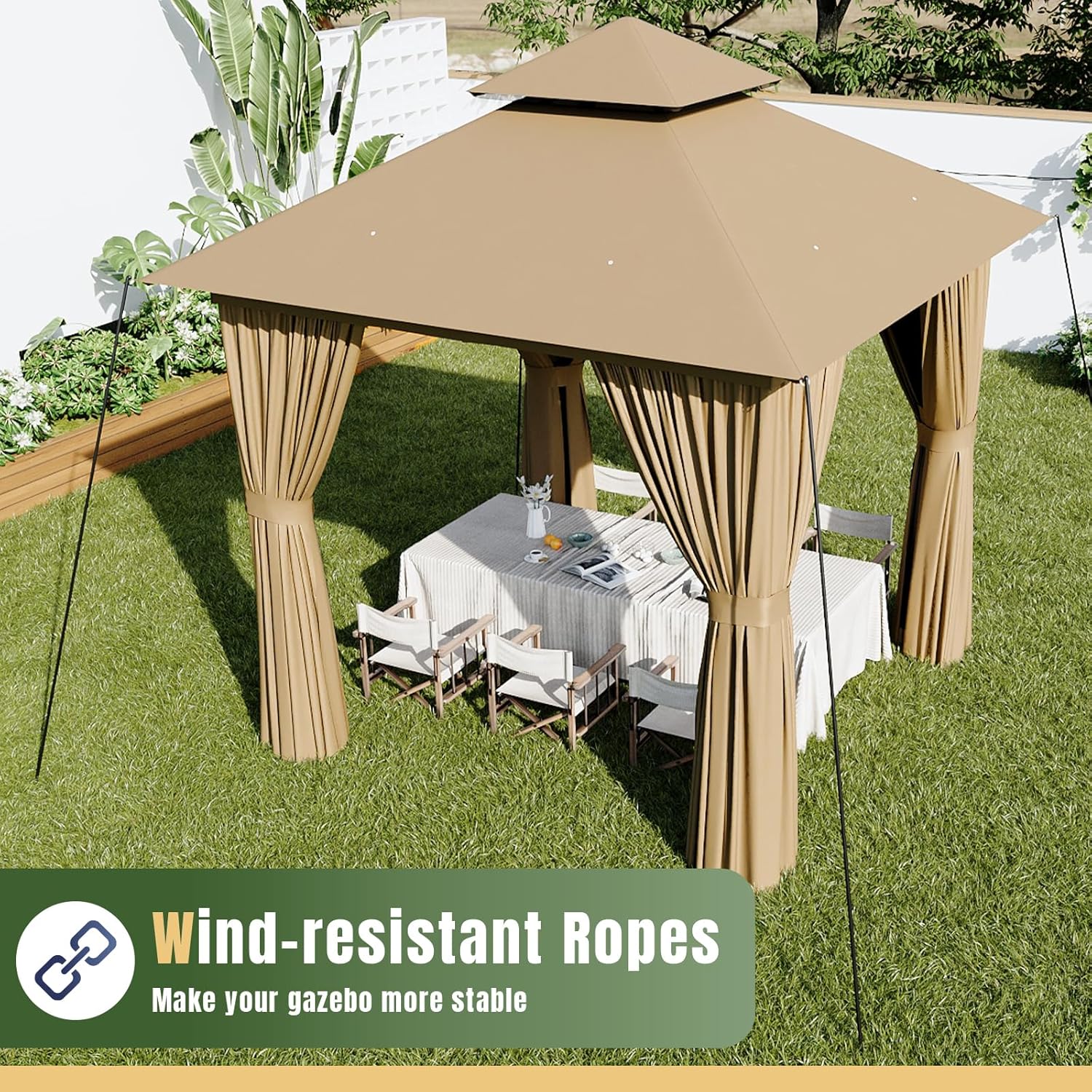 Soft Top Metal Frame Gazebo with Double Roofs