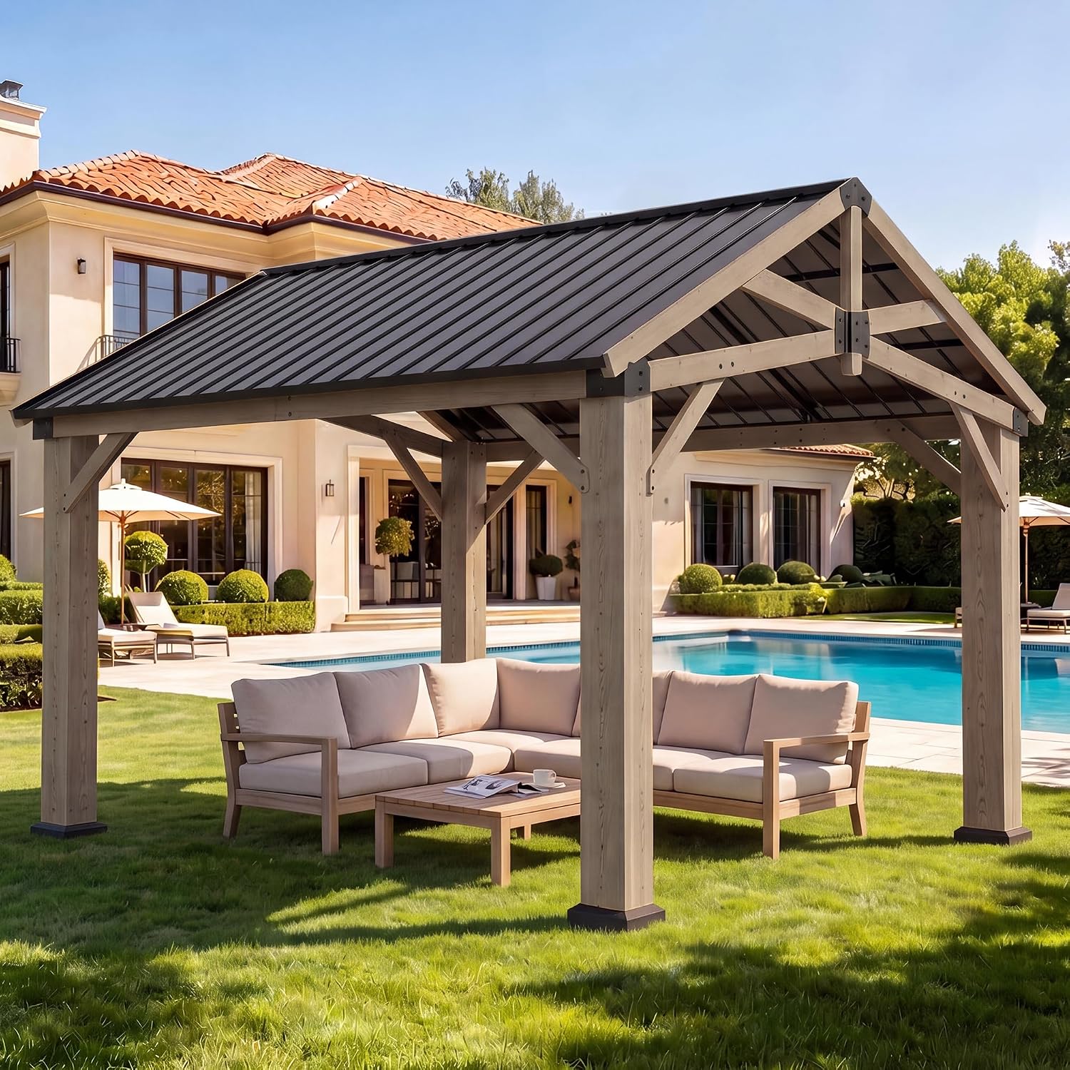 10' x 12' Wood Hardtop Gazebo