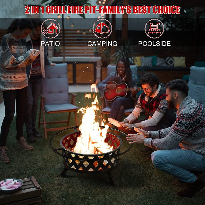 Fire Pit with Cooking Grate Grill
