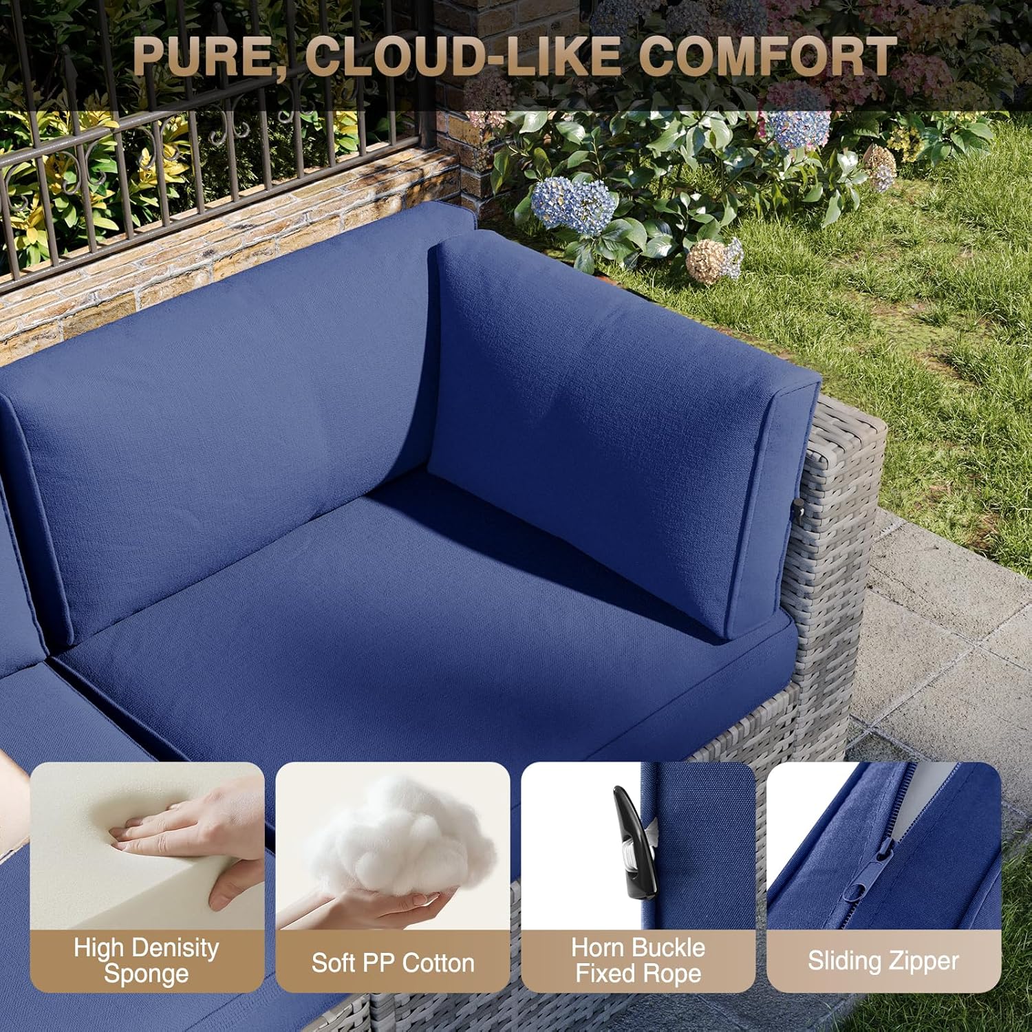 Aoxun Patio Furniture Set 7-Piece with Umbrella / Fire Pit