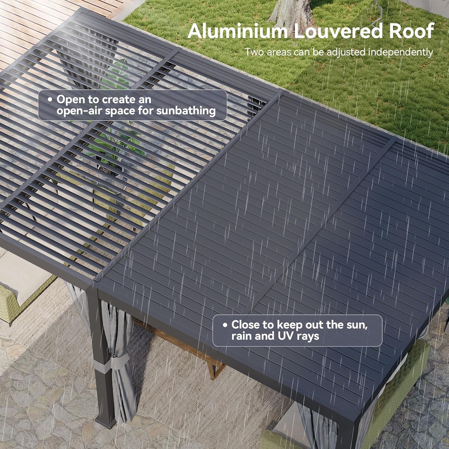 AOXUN Louvered Starry Pergola