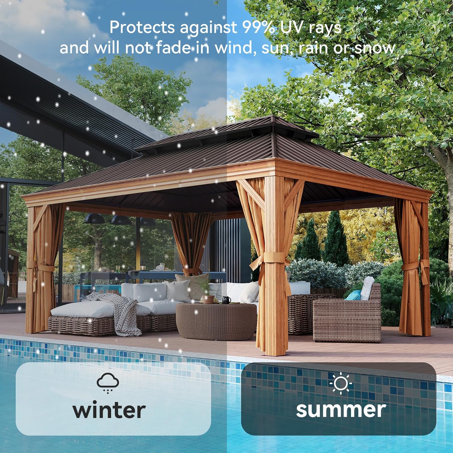 Hardtop Aluminum Gazebo with Rain Gutter
