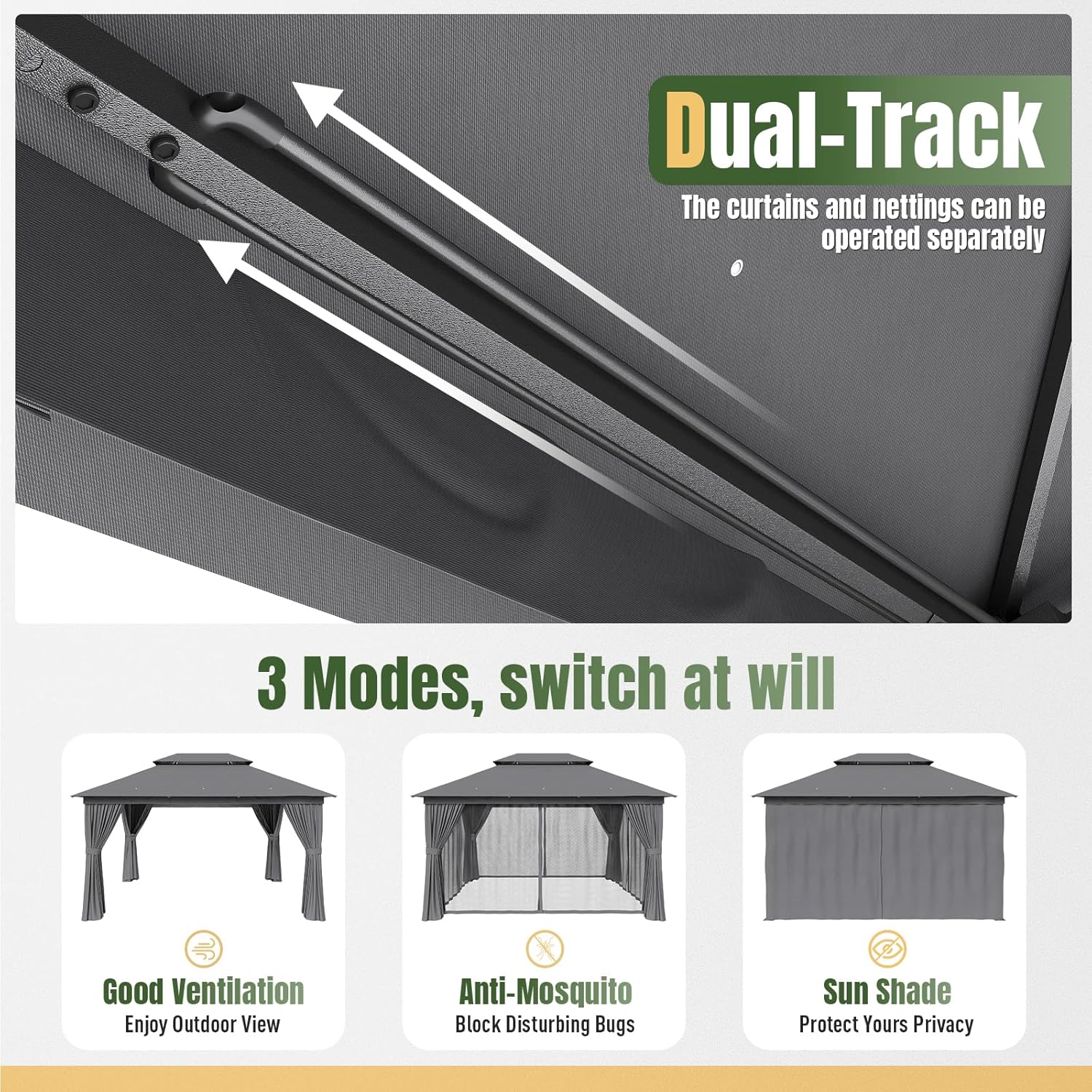 Soft Top Metal Frame Gazebo with Double Roofs