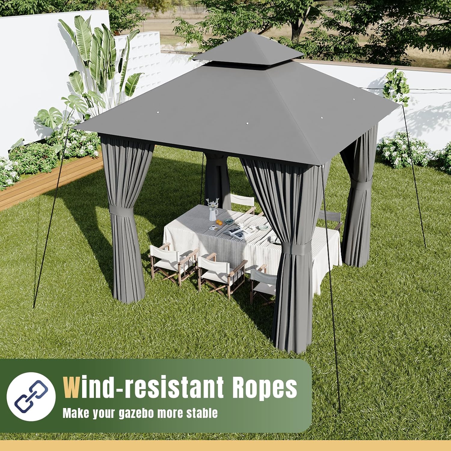Soft Top Metal Frame Gazebo with Double Roofs
