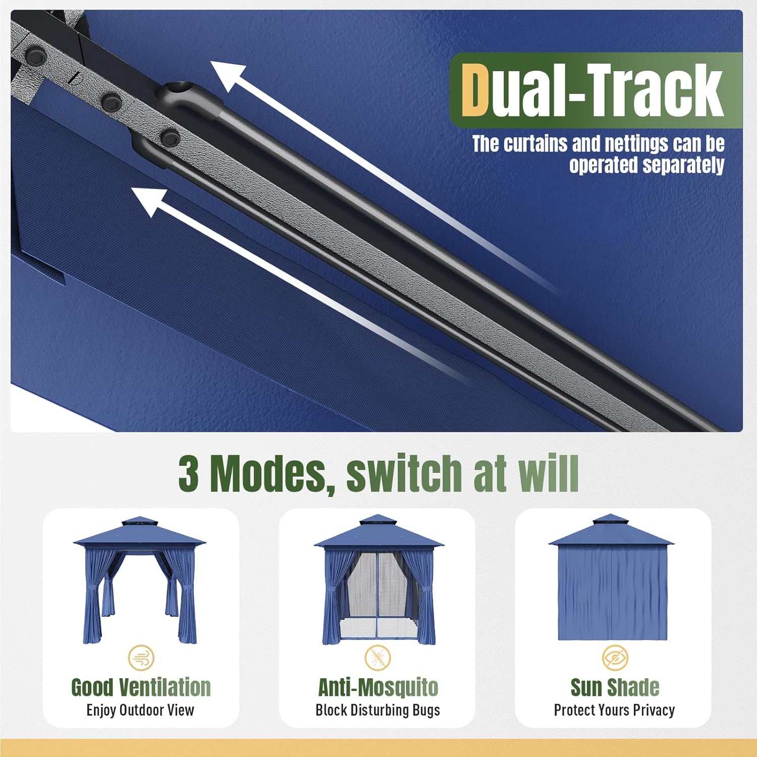 Soft Top Metal Frame Gazebo with Double Roofs