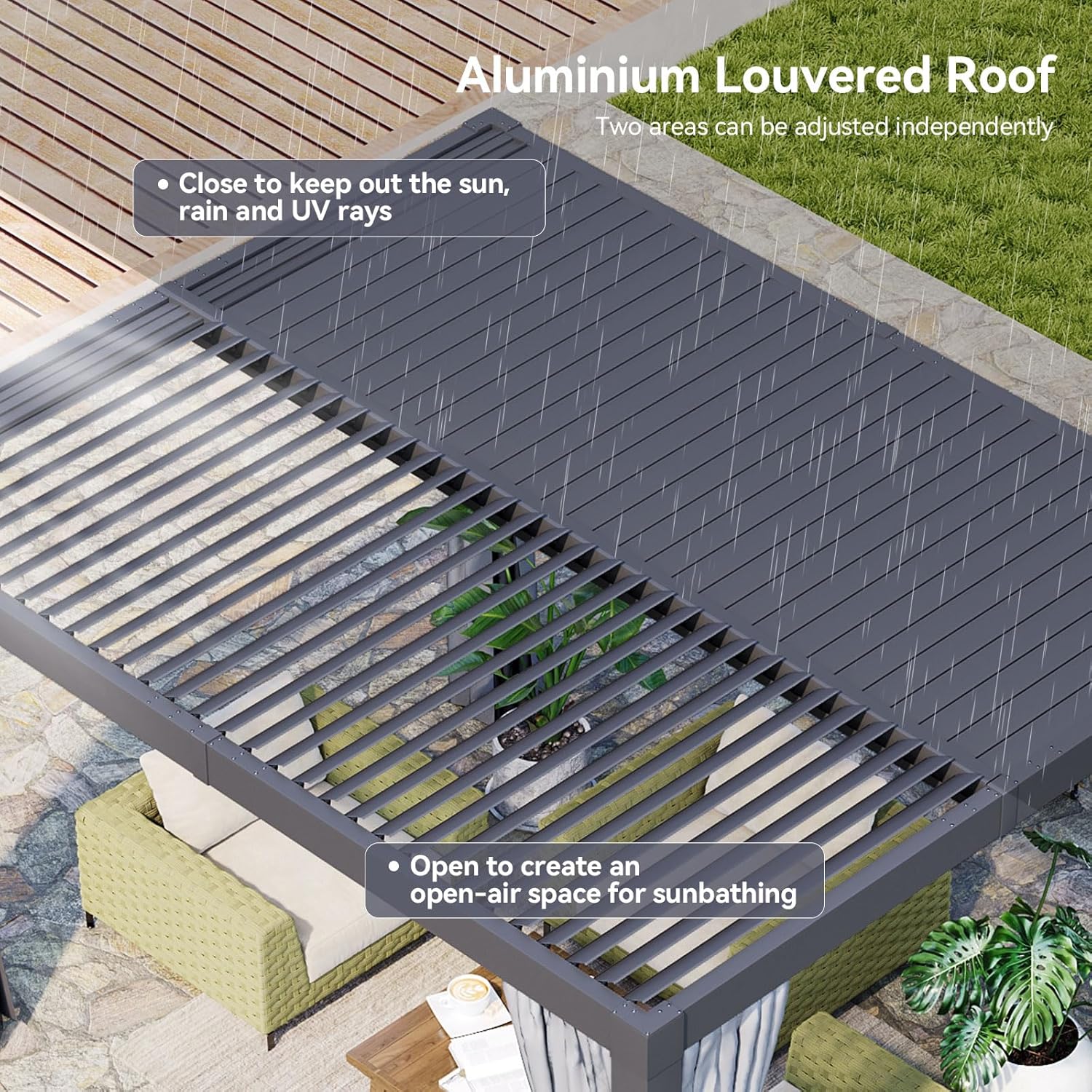 AOXUN Louvered Starry Pergola