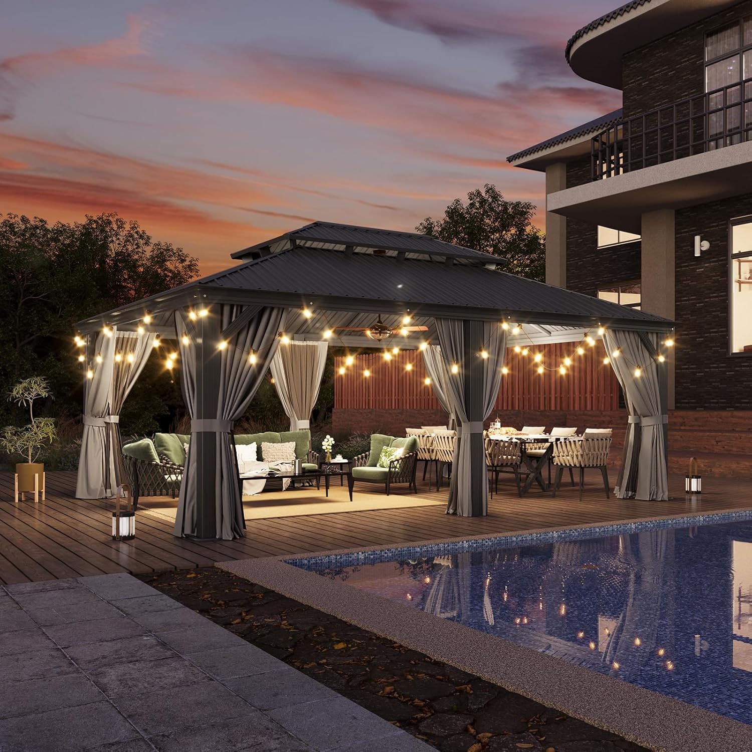 Hardtop Aluminum Gazebo with Rain Gutter