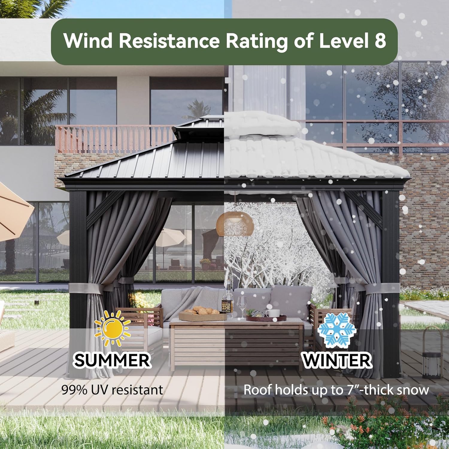Hardtop Aluminum Gazebo with Rain Gutter