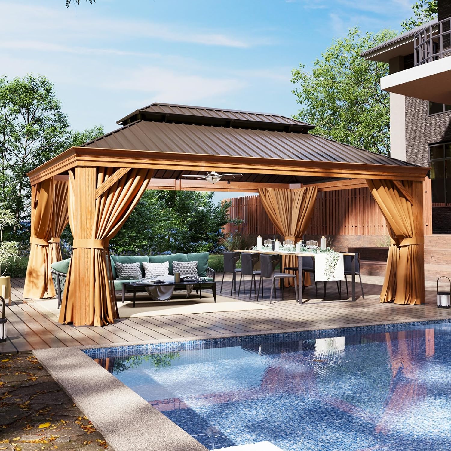 Hardtop Aluminum Gazebo with Rain Gutter