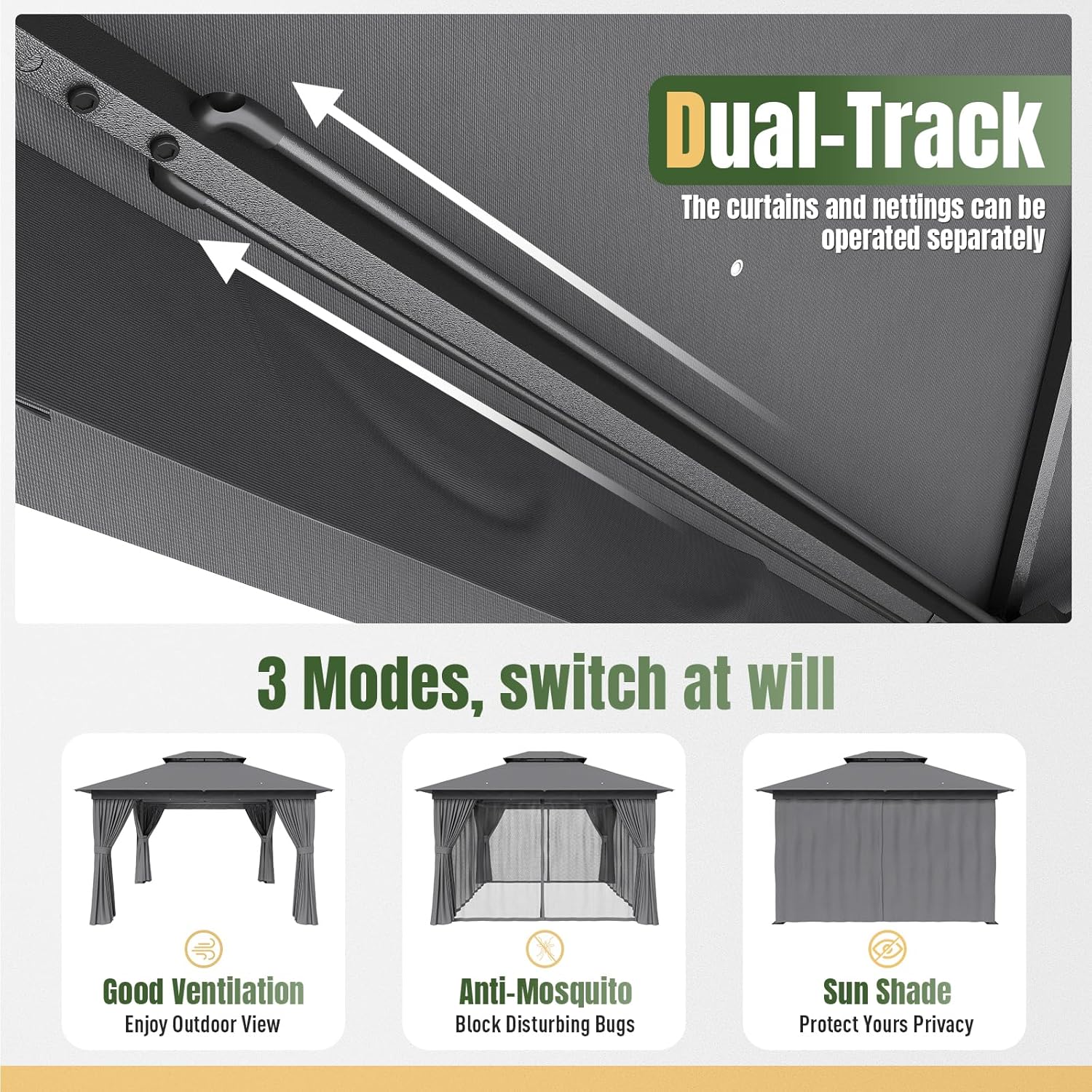 Soft Top Metal Frame Gazebo with Double Roofs