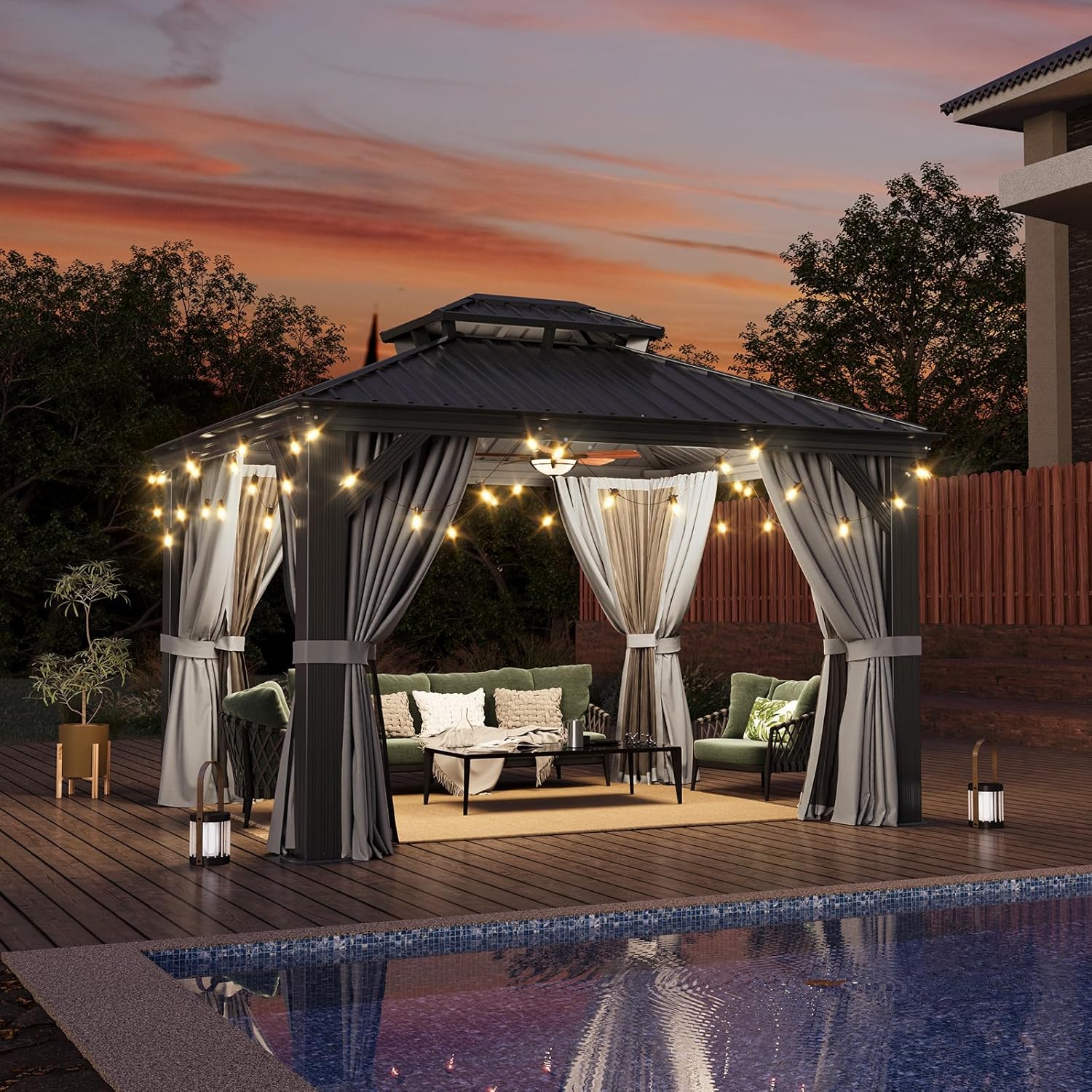 Hardtop Aluminum Gazebo with Rain Gutter