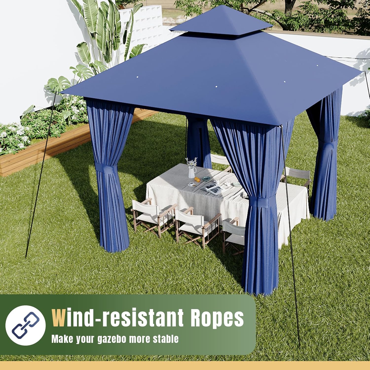 Soft Top Metal Frame Gazebo with Double Roofs
