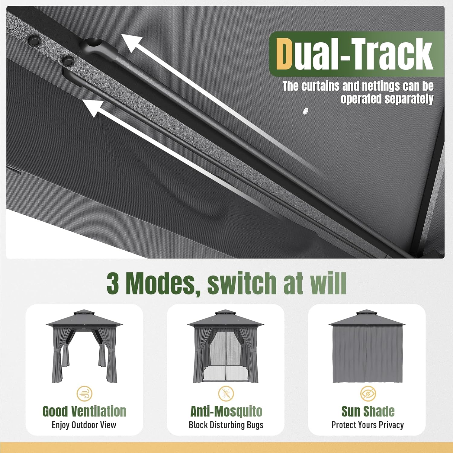 Soft Top Metal Frame Gazebo with Double Roofs