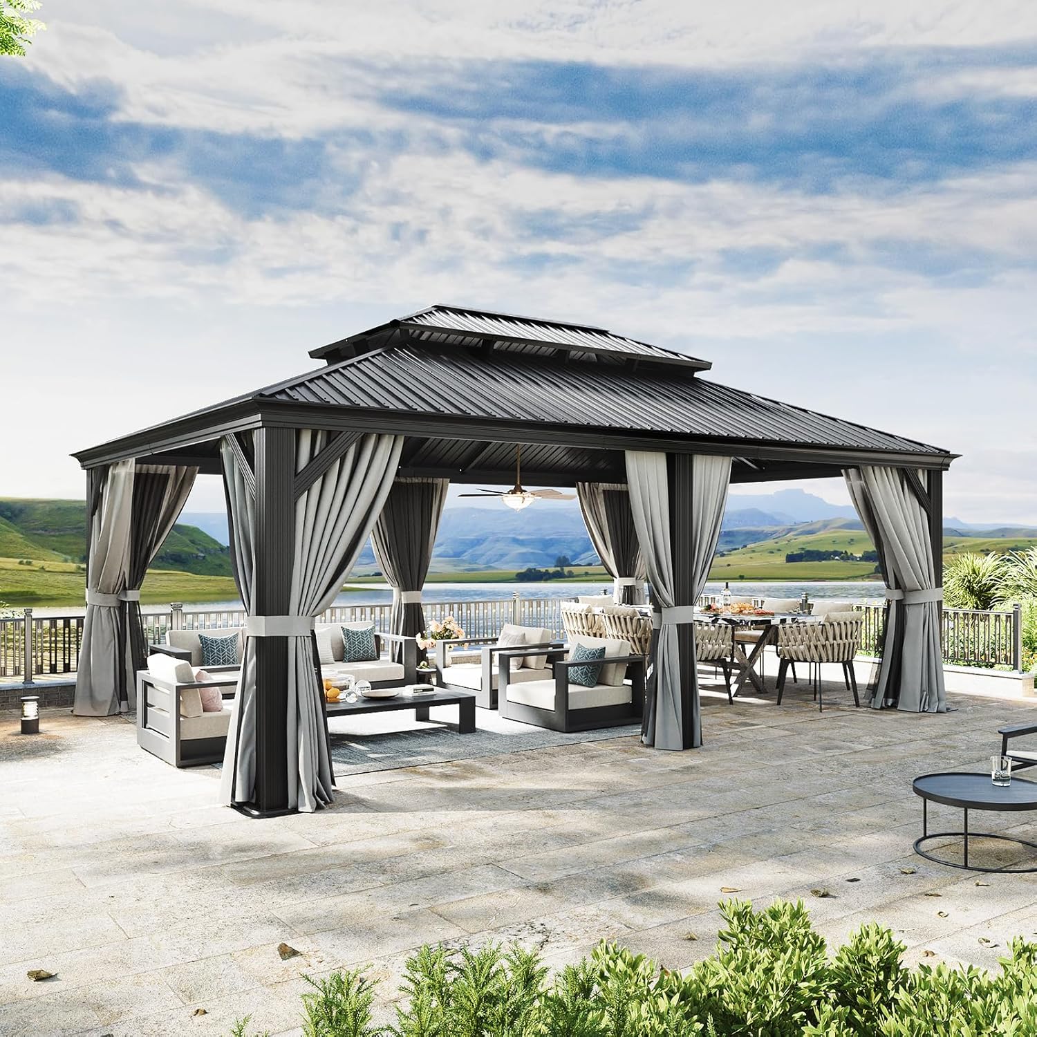 Hardtop Aluminum Gazebo with Rain Gutter