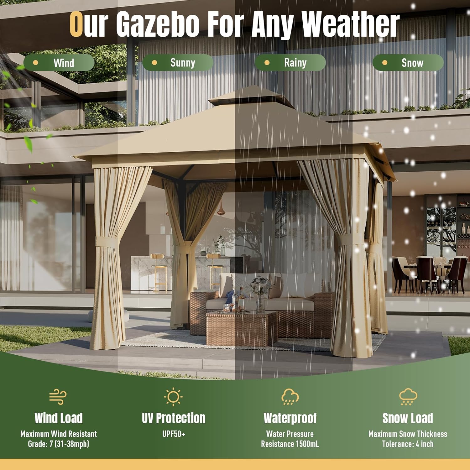 Soft Top Metal Frame Gazebo with Double Roofs