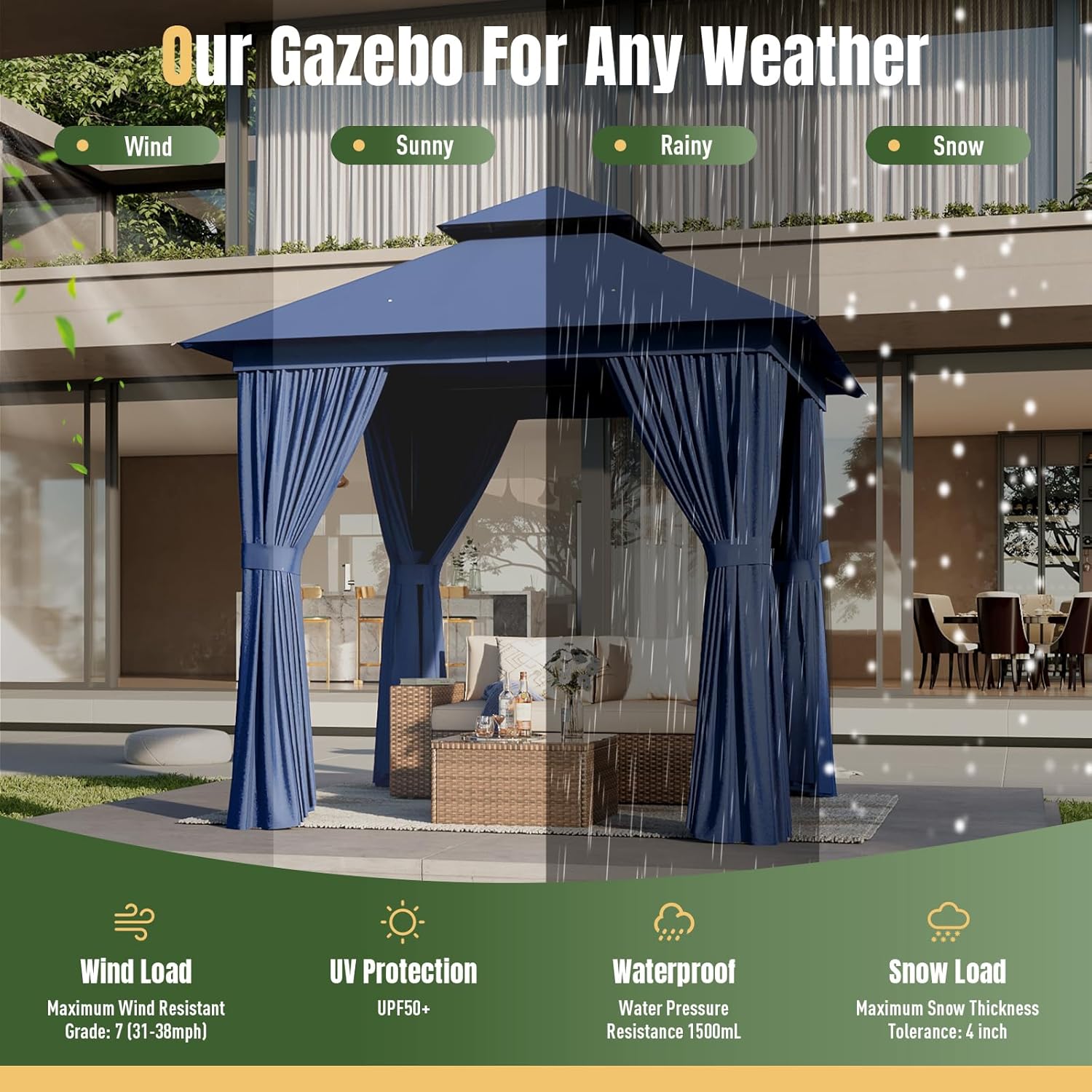 Soft Top Metal Frame Gazebo with Double Roofs