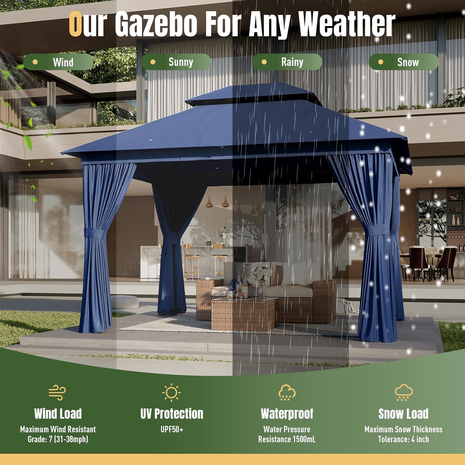 Soft Top Metal Frame Gazebo with Double Roofs