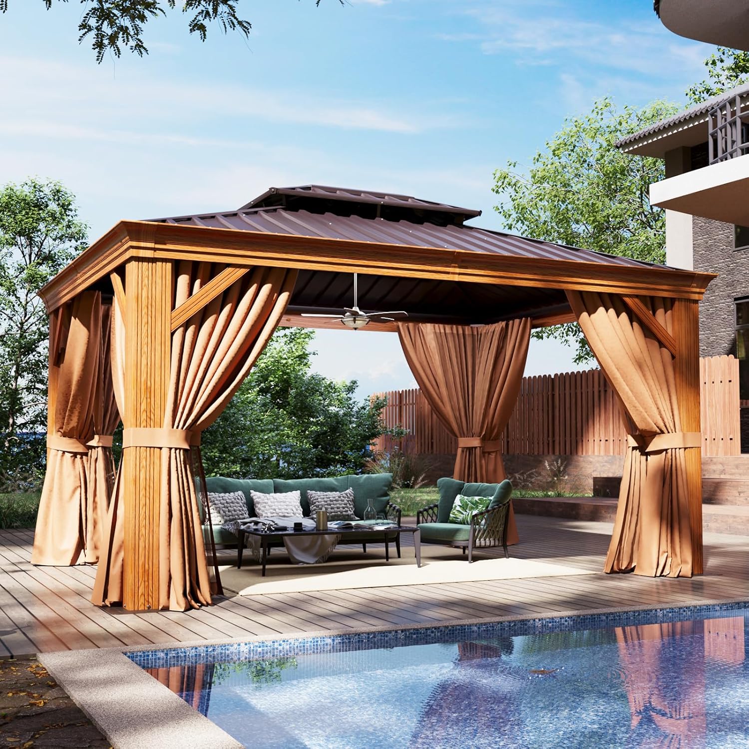 Hardtop Aluminum Gazebo with Rain Gutter