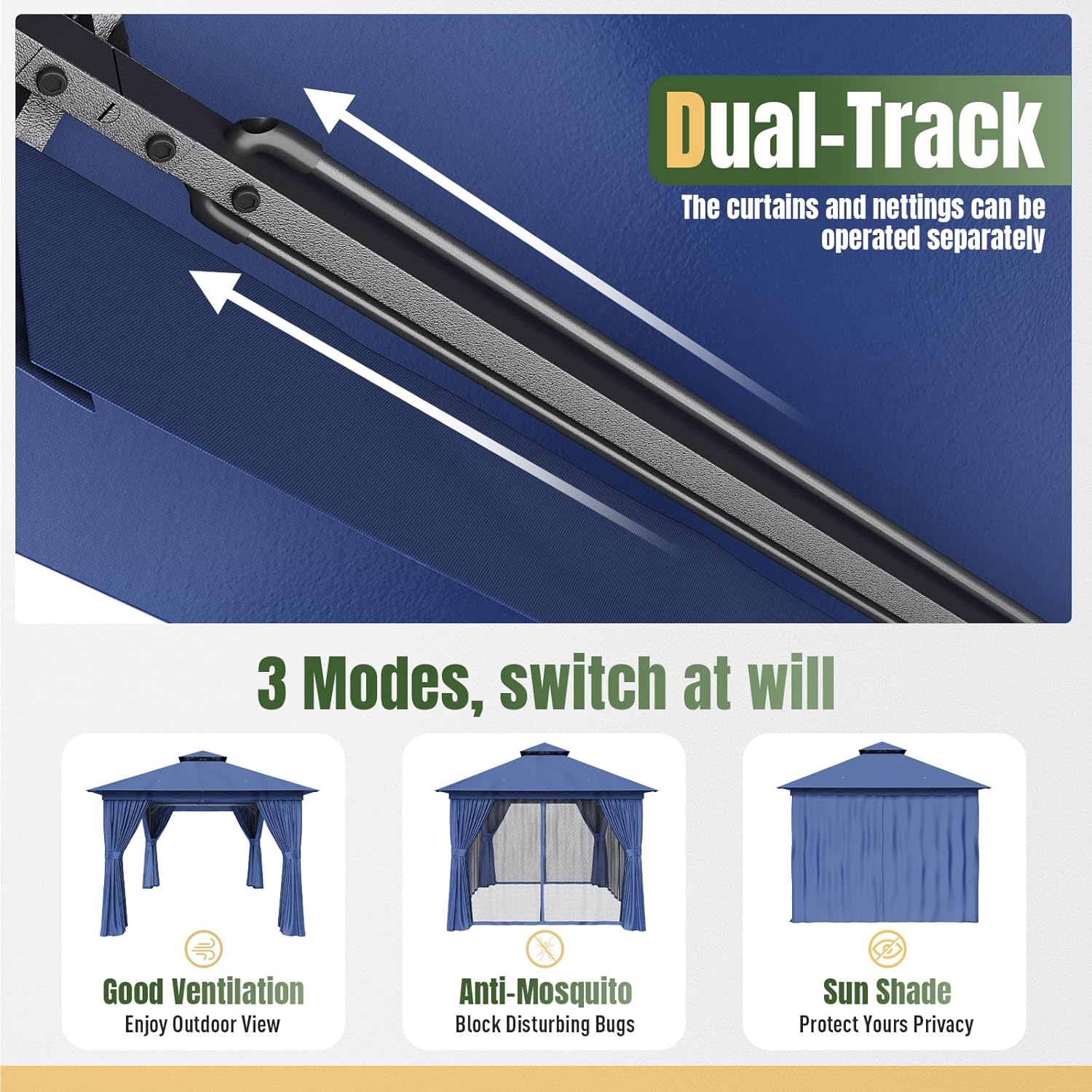 Soft Top Metal Frame Gazebo with Double Roofs