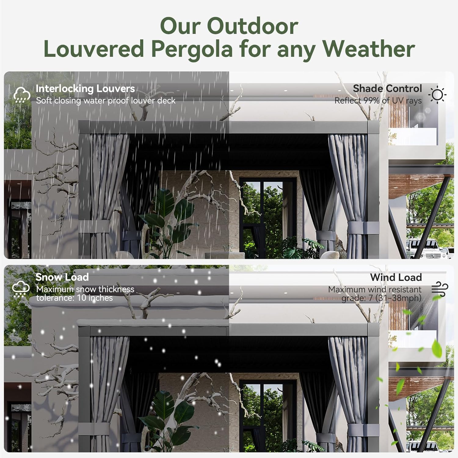 AOXUN Louvered Starry Pergola