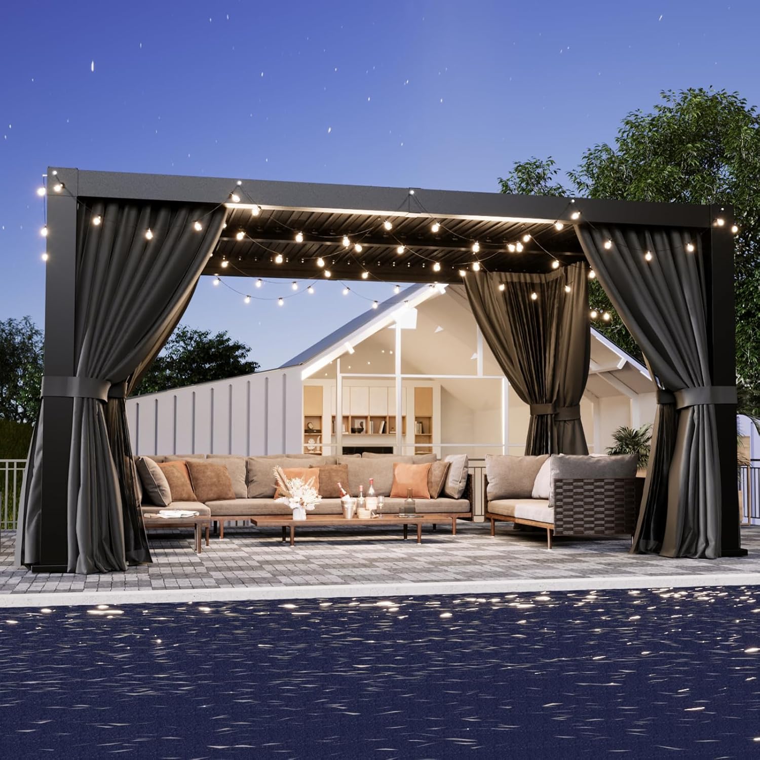 AOXUN Louvered Starry Pergola