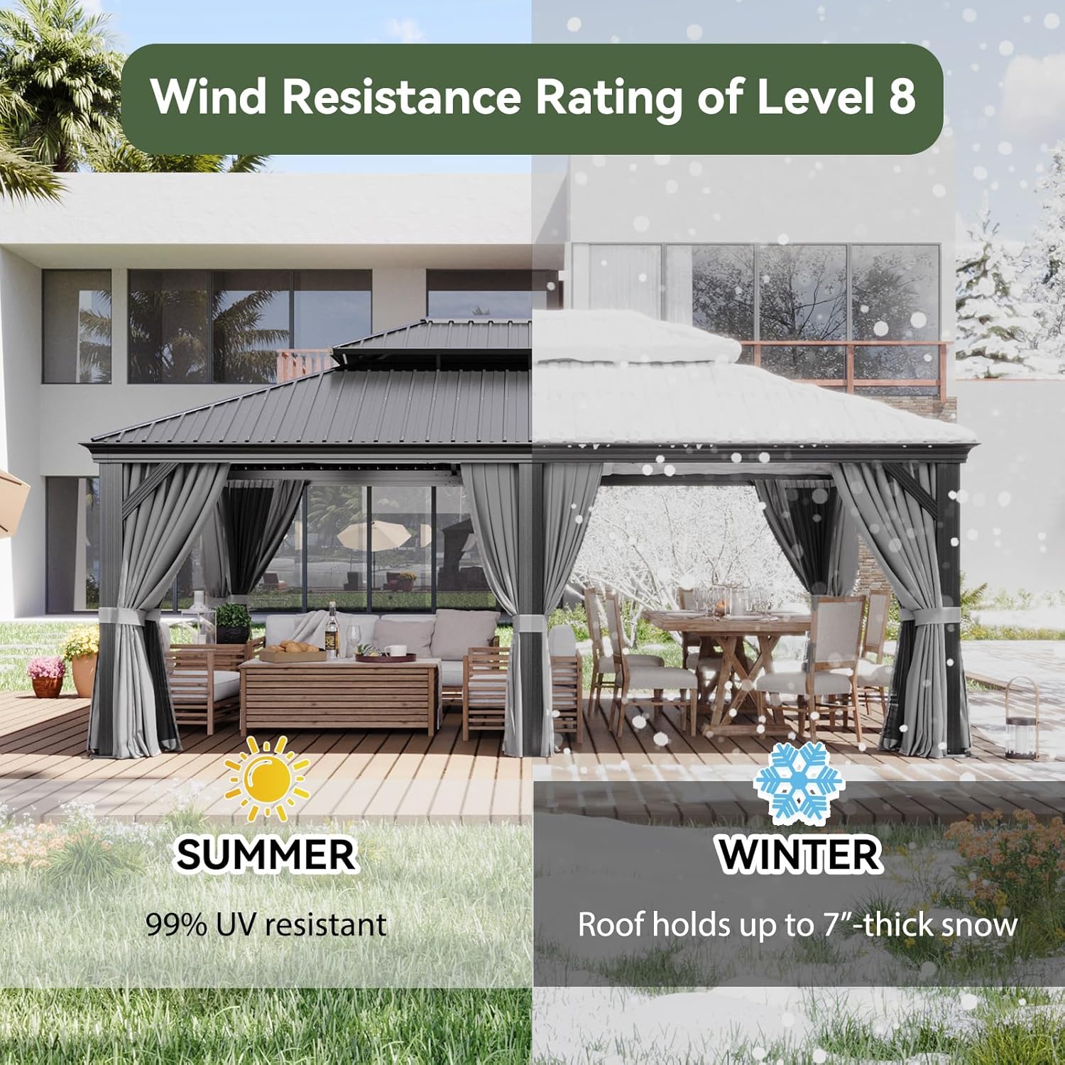 Hardtop Aluminum Gazebo with Rain Gutter