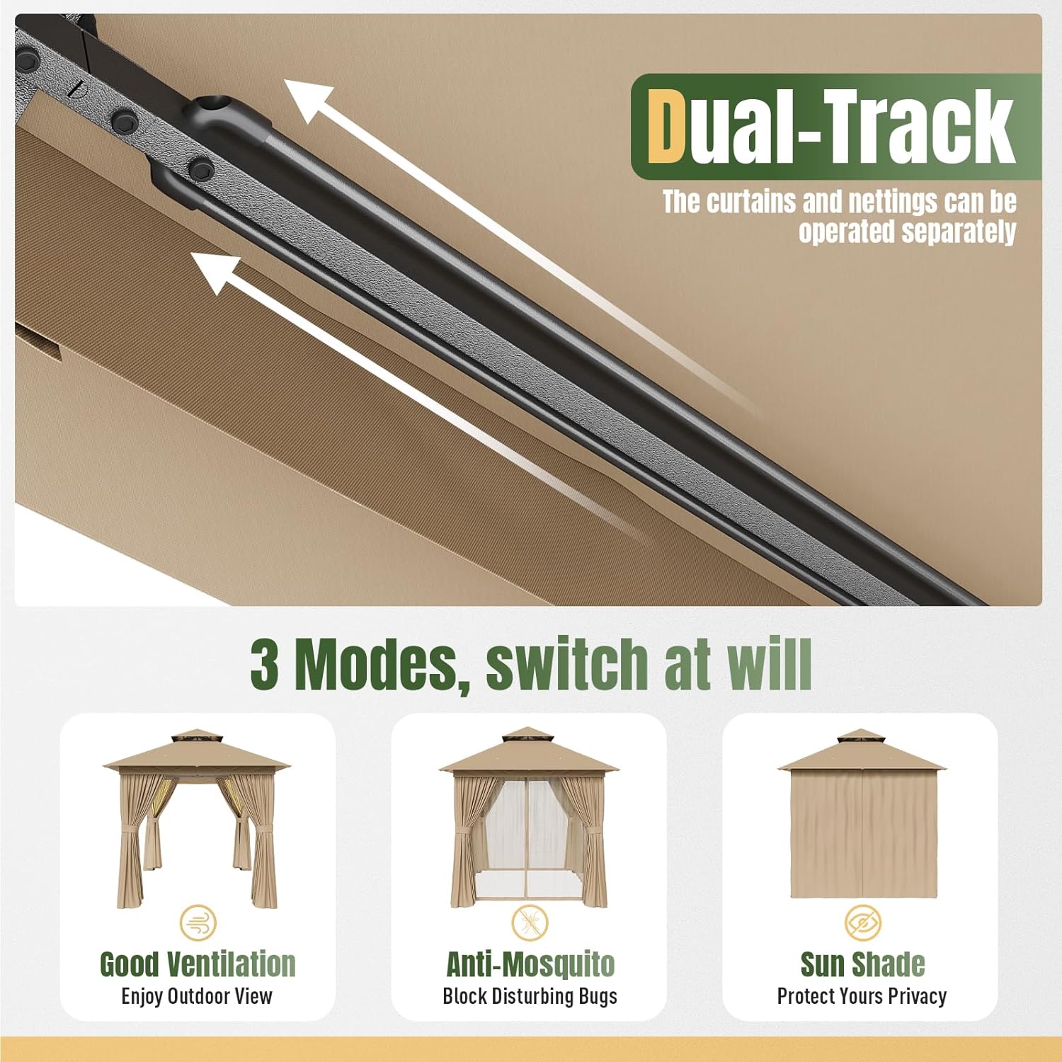Soft Top Metal Frame Gazebo with Double Roofs