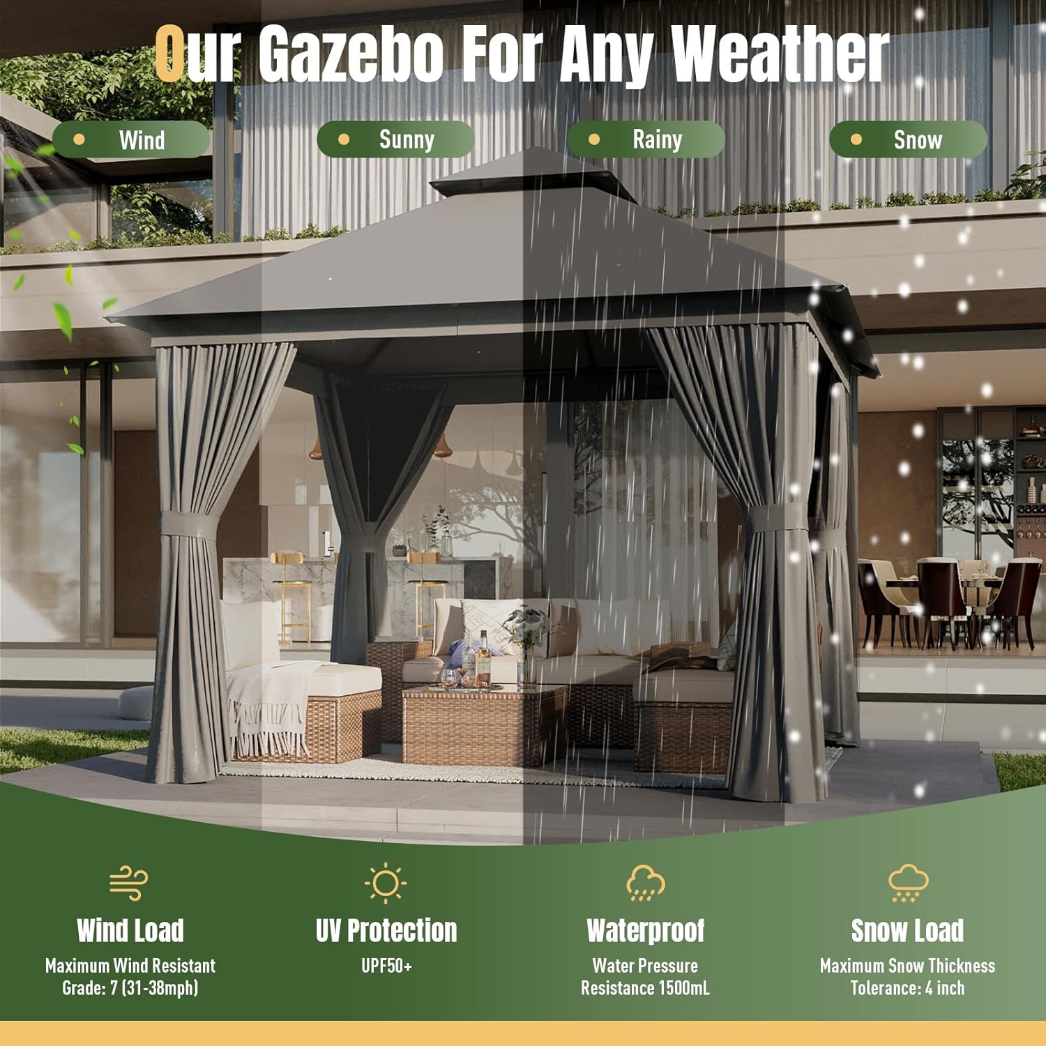 Soft Top Metal Frame Gazebo with Double Roofs